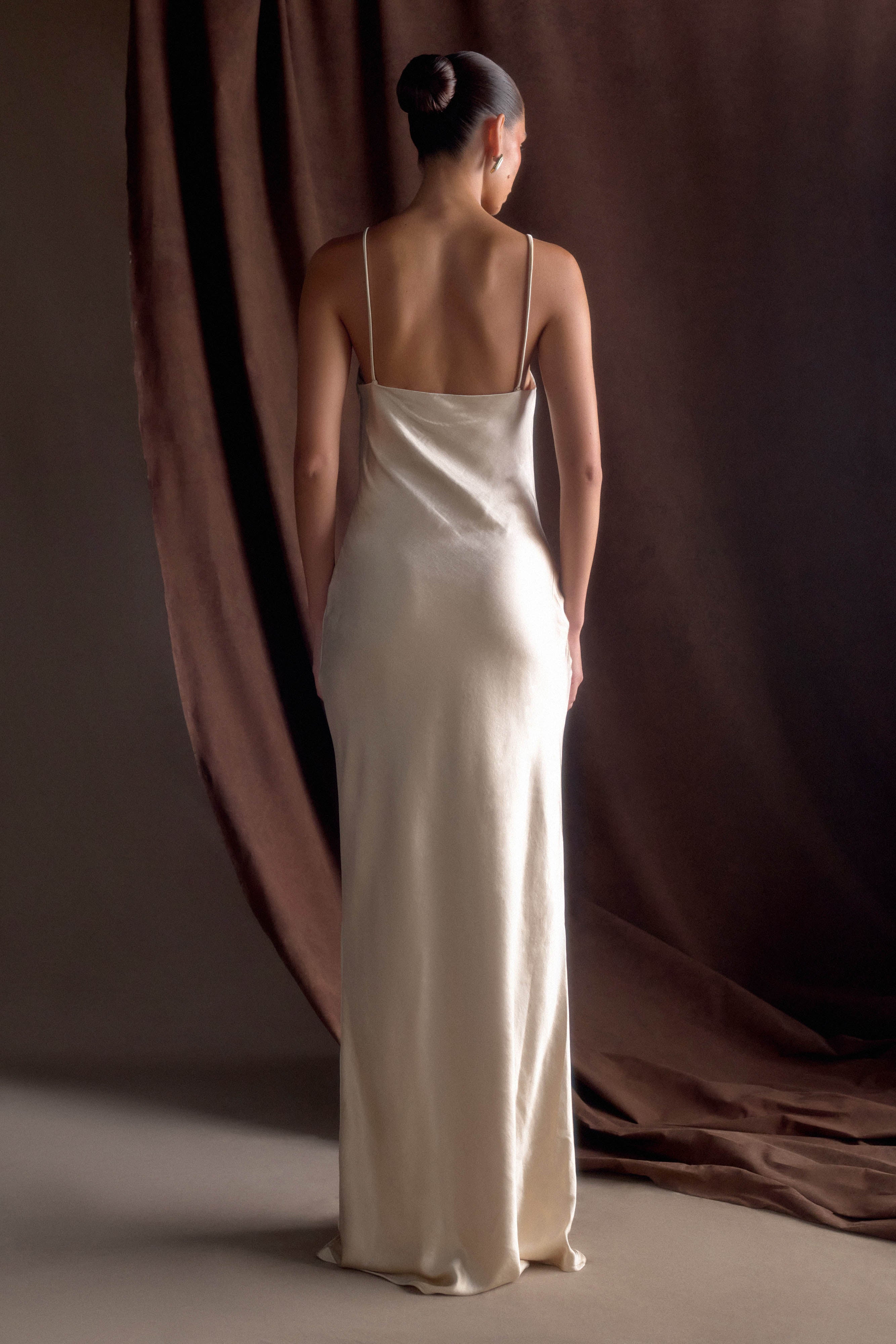 Lilly Sweetheart Satin Maxi Dress - Blush Gold - Image 2