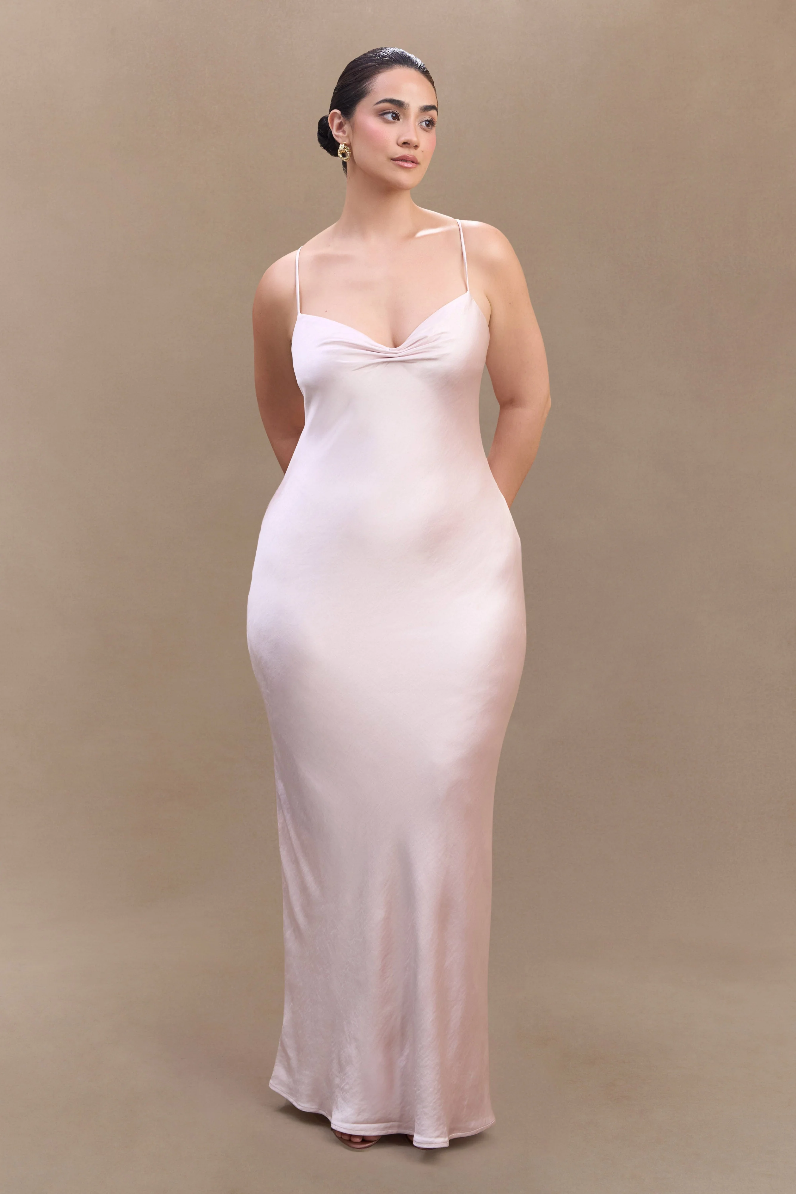 Lilly Sweetheart Satin Maxi Dress - Soft Pink - Image 4