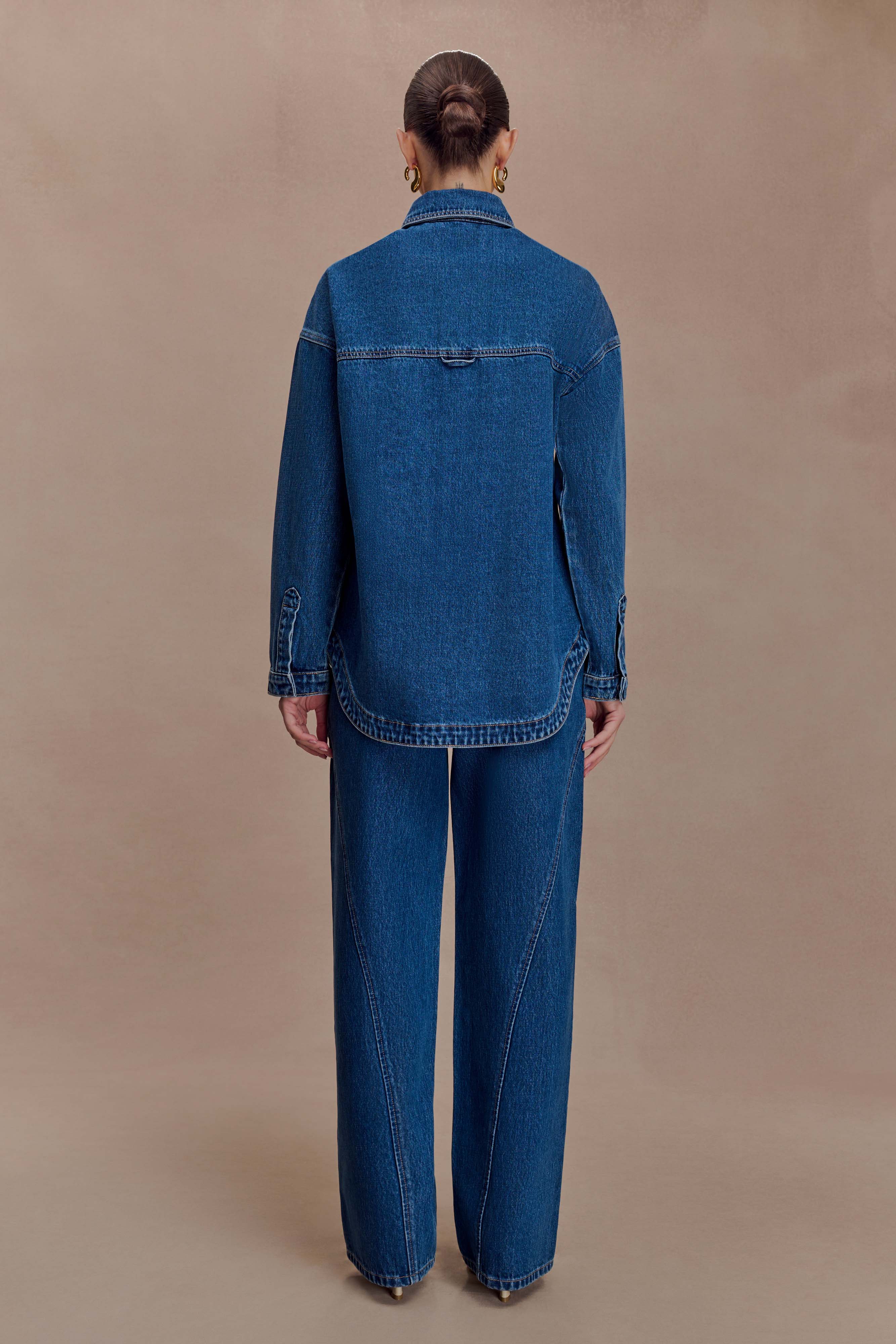 Lioda Oversized Denim Shirt - Dark Blue - Image 2