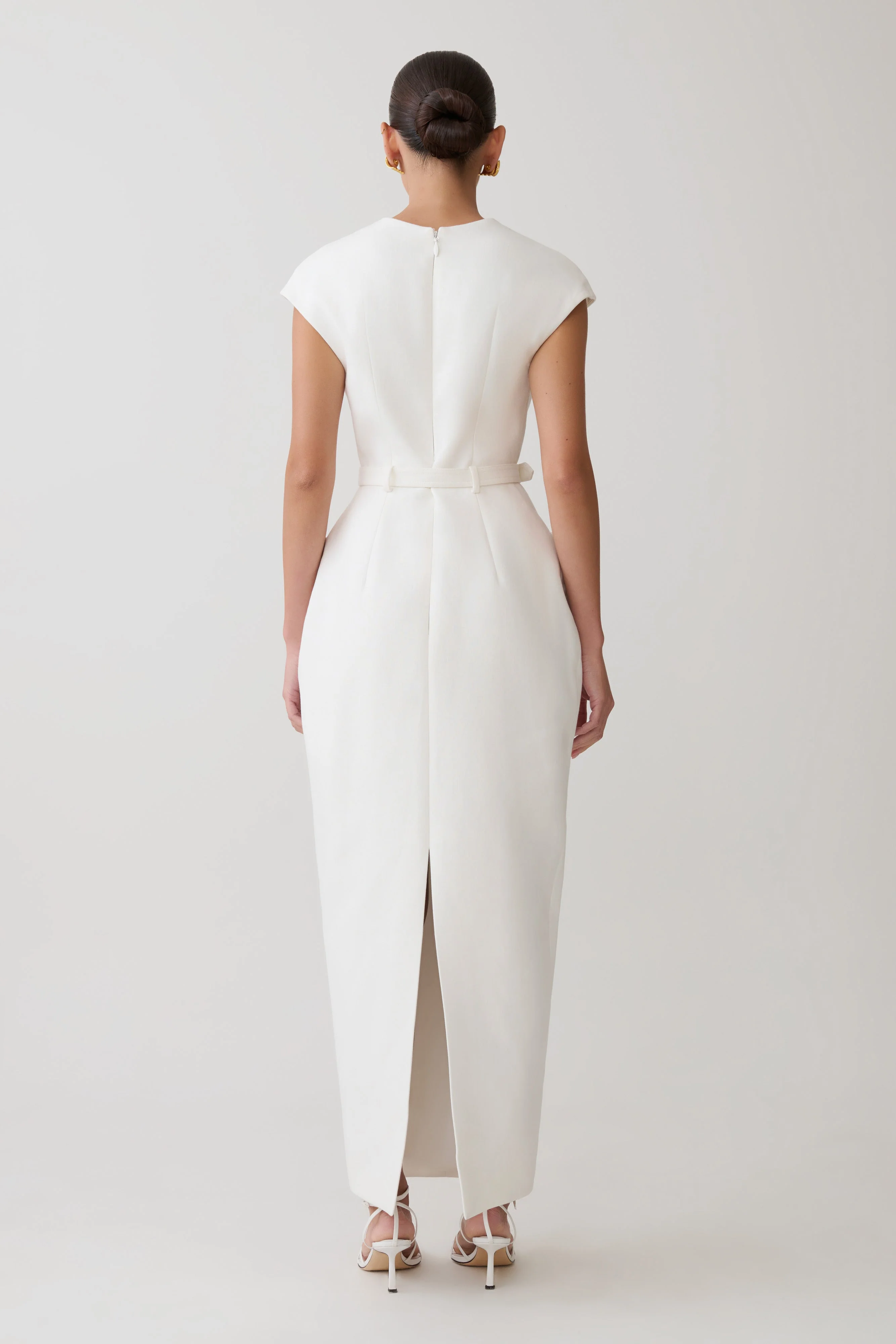 Livia V Neck Linen Maxi Dress - White - Image 3