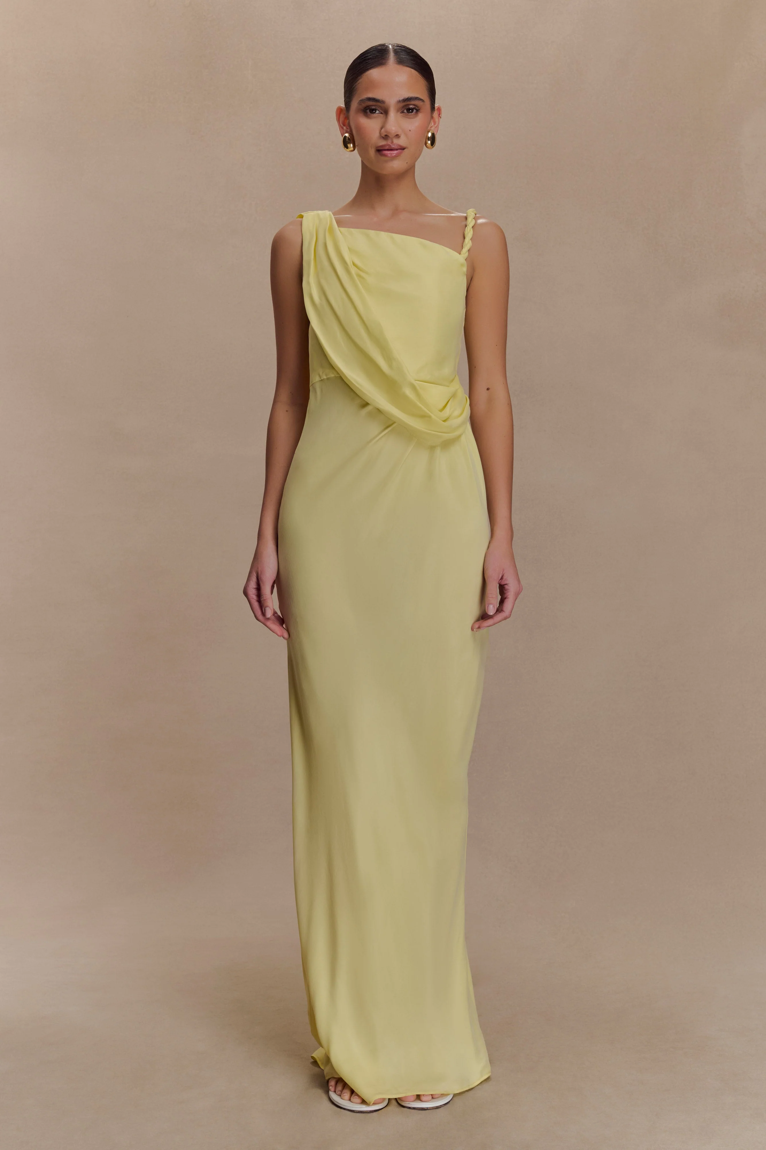 Lorieanne Draped Maxi Dress - Lemon - Image 4
