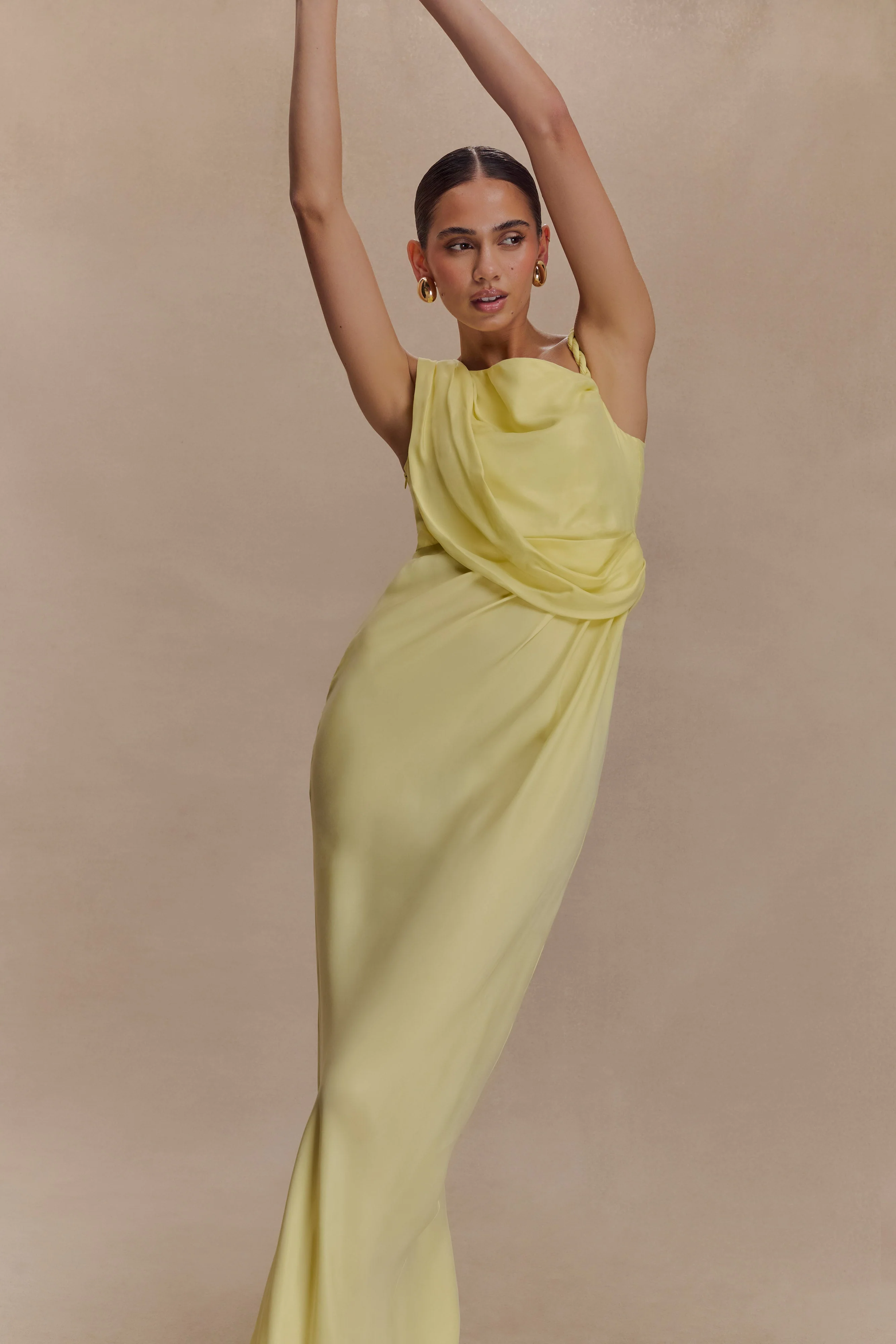 Lorieanne Draped Maxi Dress - Lemon - Image 7