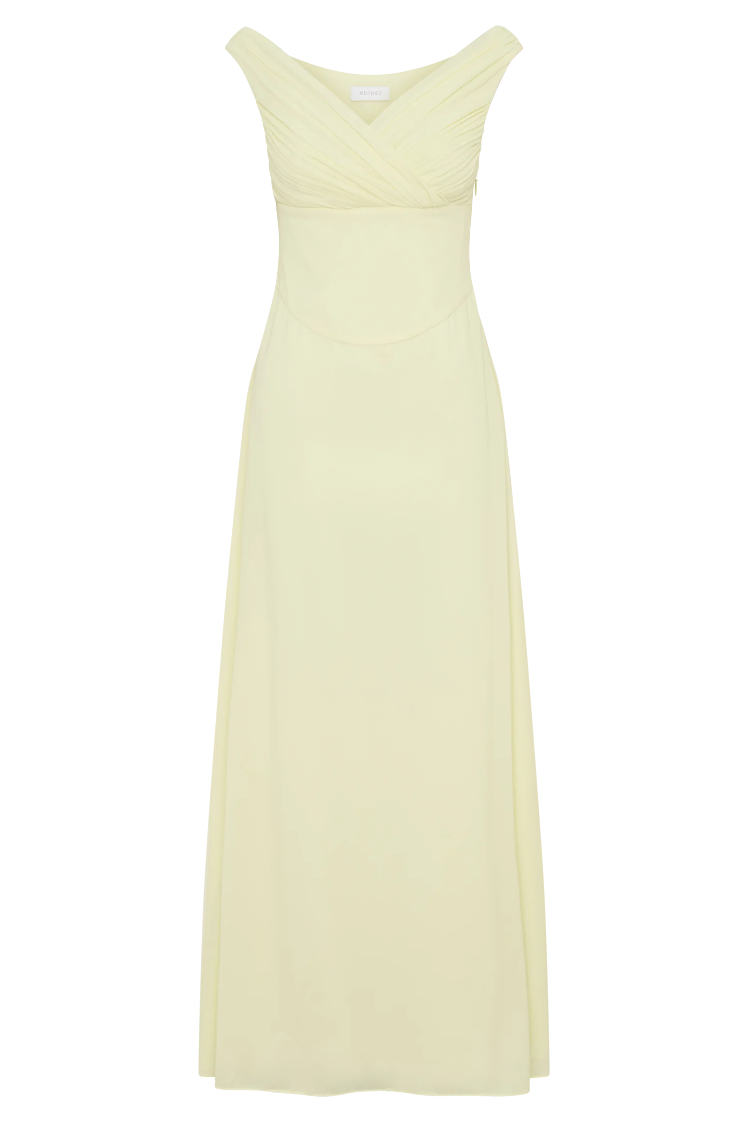 Mabel Off Shoulder Chiffon Maxi Dress - Lemon - Image 13