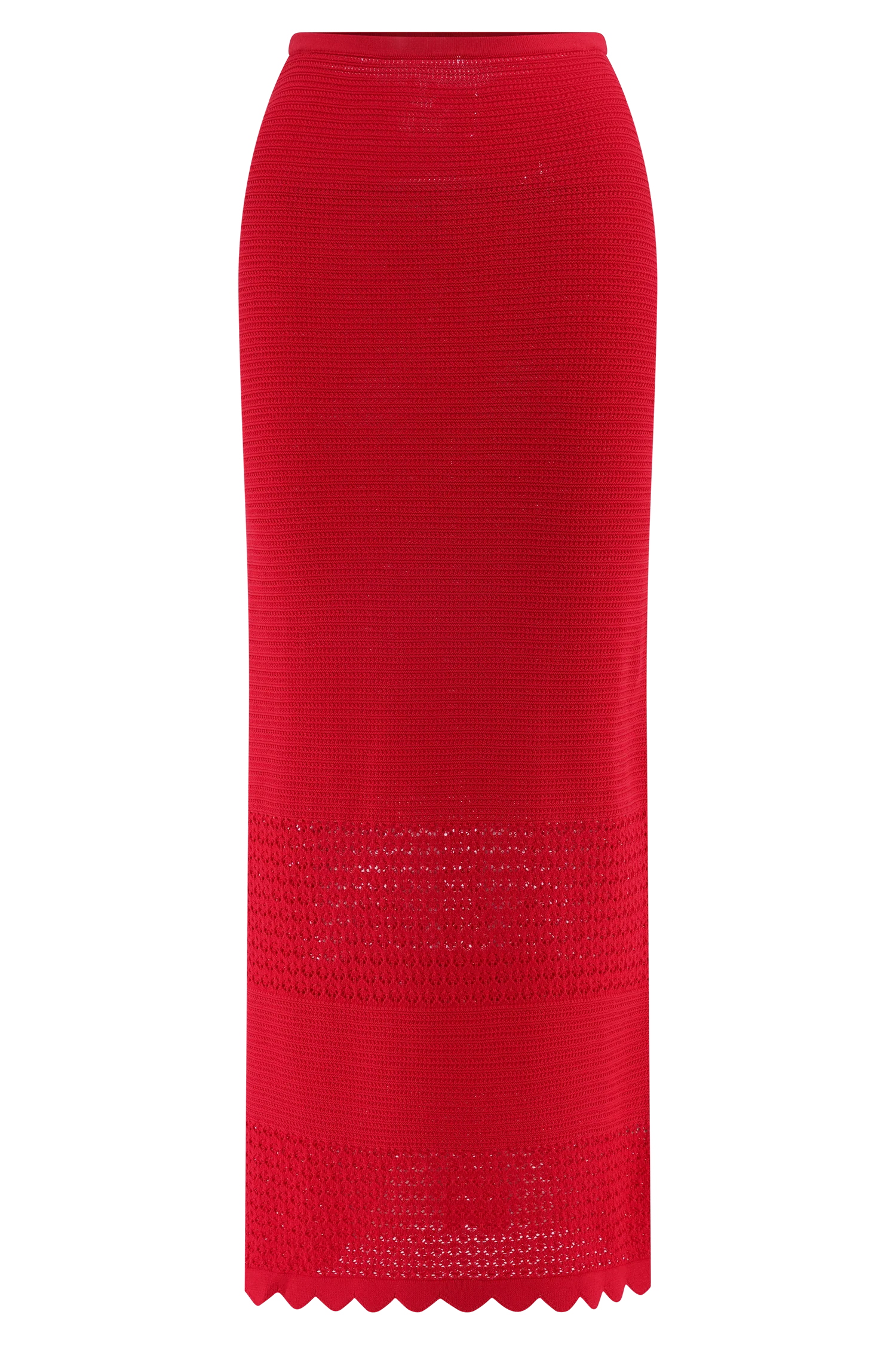 Madeline Scallop Knit Midi Skirt - Red - Image 6