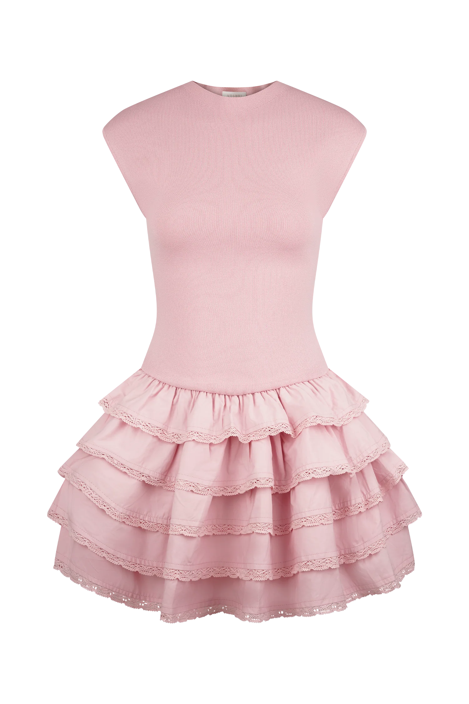 Maeve Ruffle Knit Mini Dress - Dusty Pink - Image 7