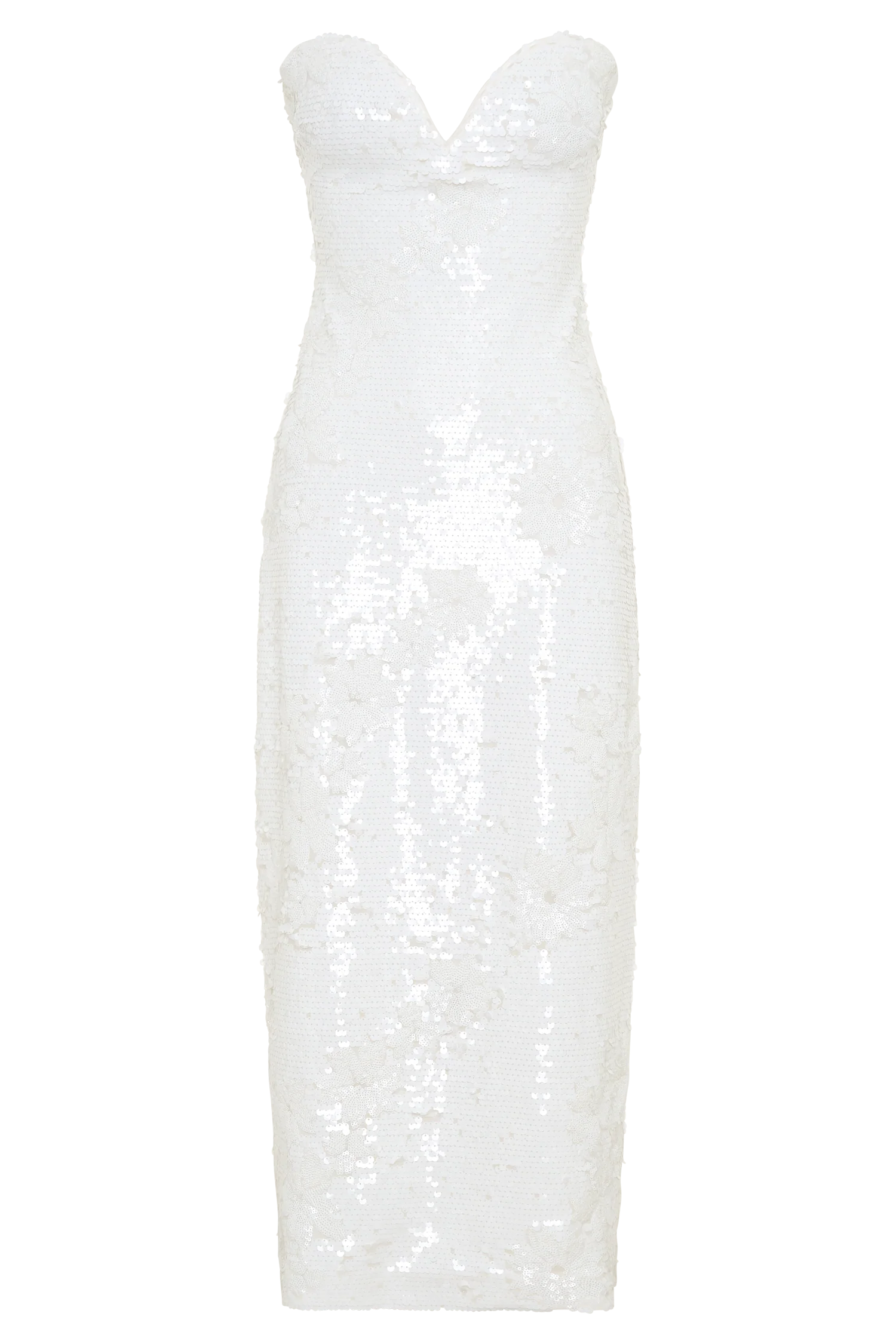 Maisie Strapless Sequin Midi Dress - White - Image 6