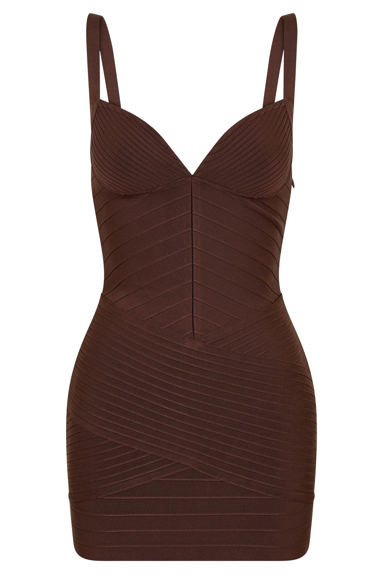 Maison Bandage Knit Mini Dress - Chocolate - Image 7