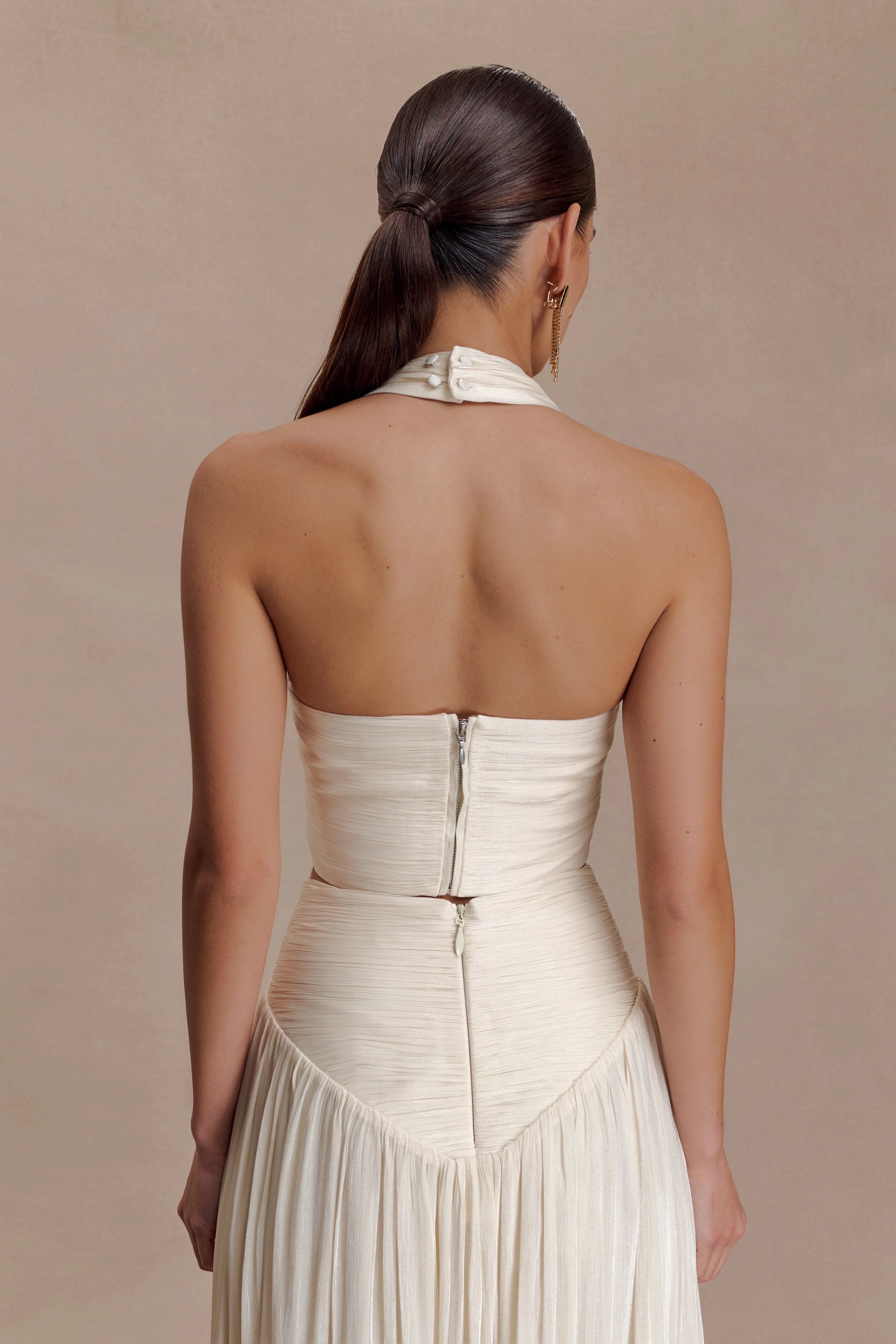 Makena Gathered V Neck Top - Opal White - Image 3