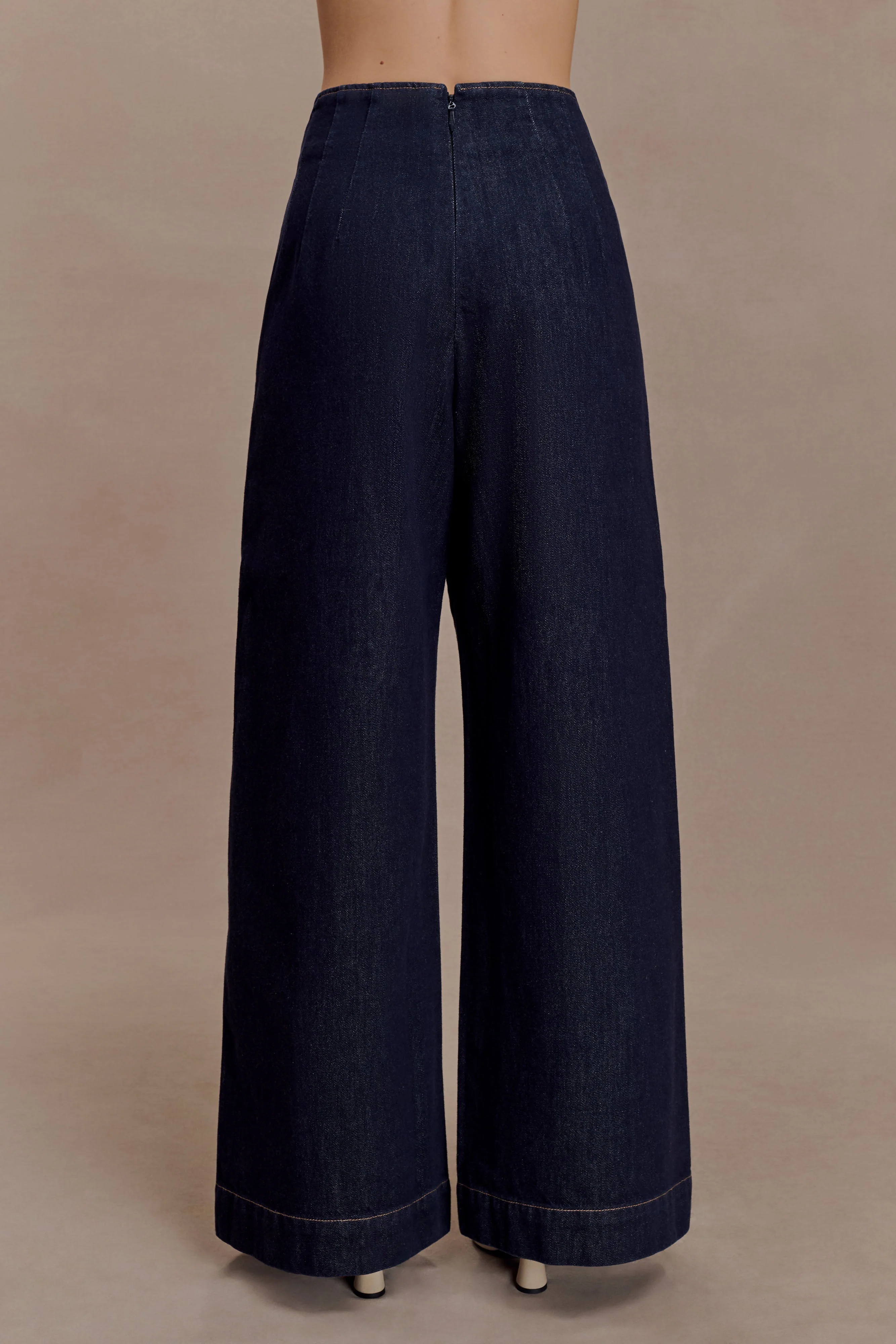 Maral High Waisted Dart Jeans - Washed Indigo Blue - Image 5