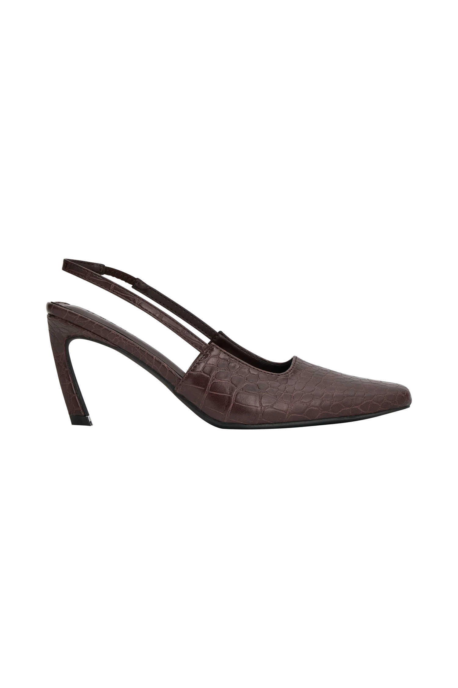 Maren Faux Leather Crocodile Heel - Chocolate - Image 6