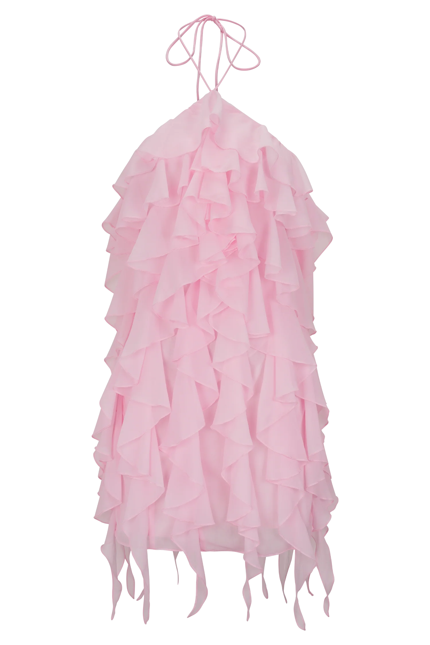 Marigold Ruffle Halter Mini Dress - Powder Pink - Image 9