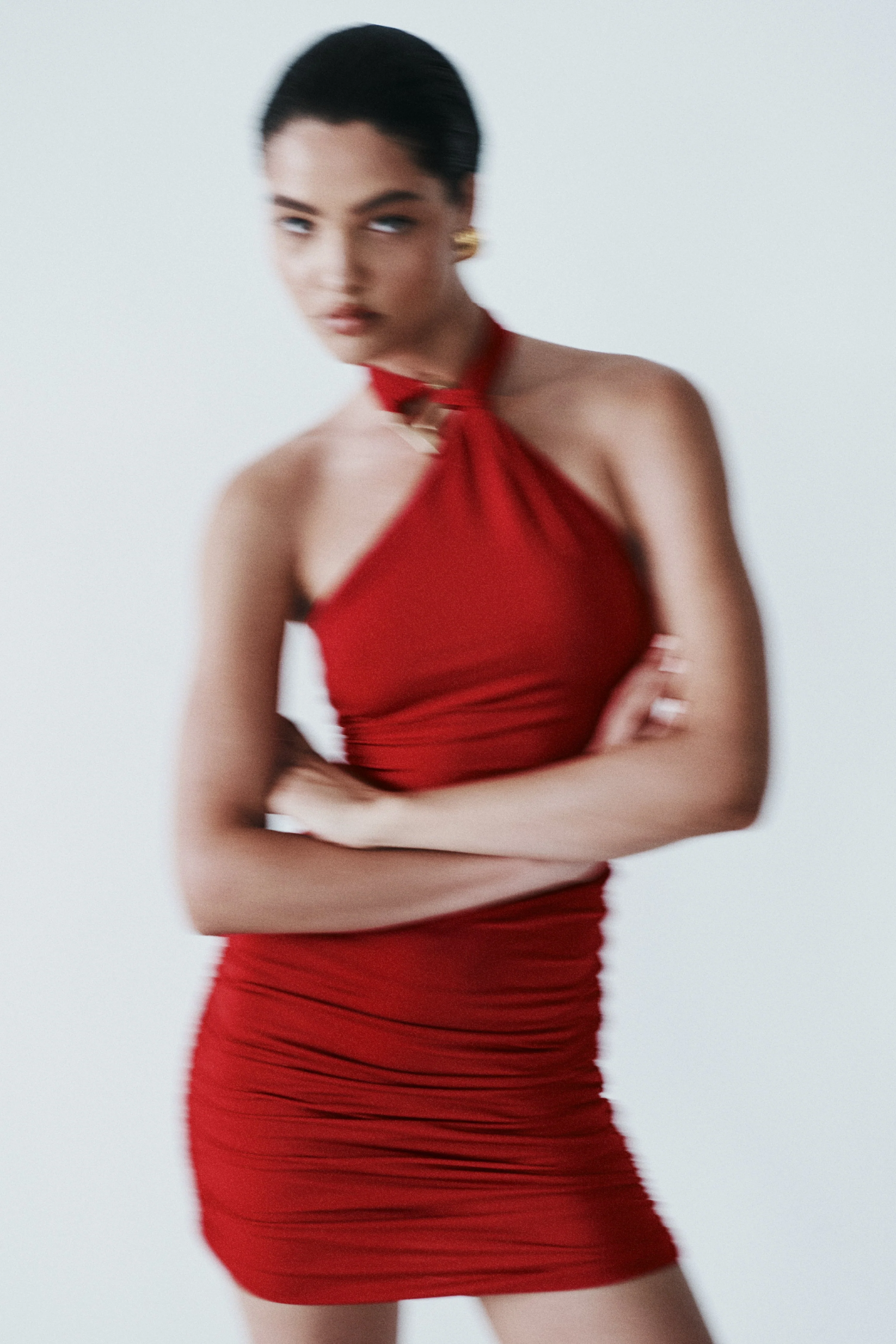 Mariposa Slinky Halter Mini Dress - Red - Image 2