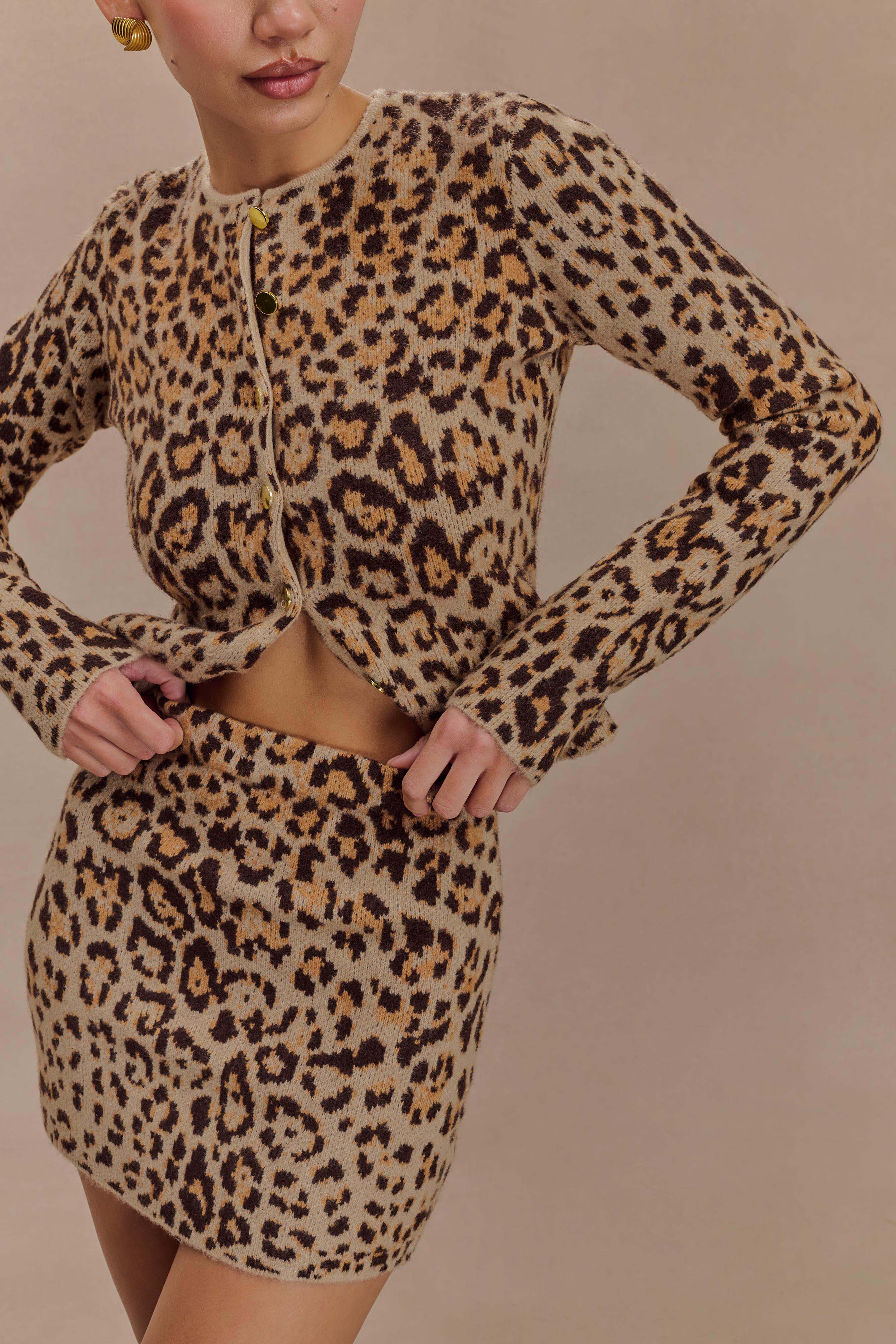 Marissa Knit Mini Skirt - Leopard Print - Image 4