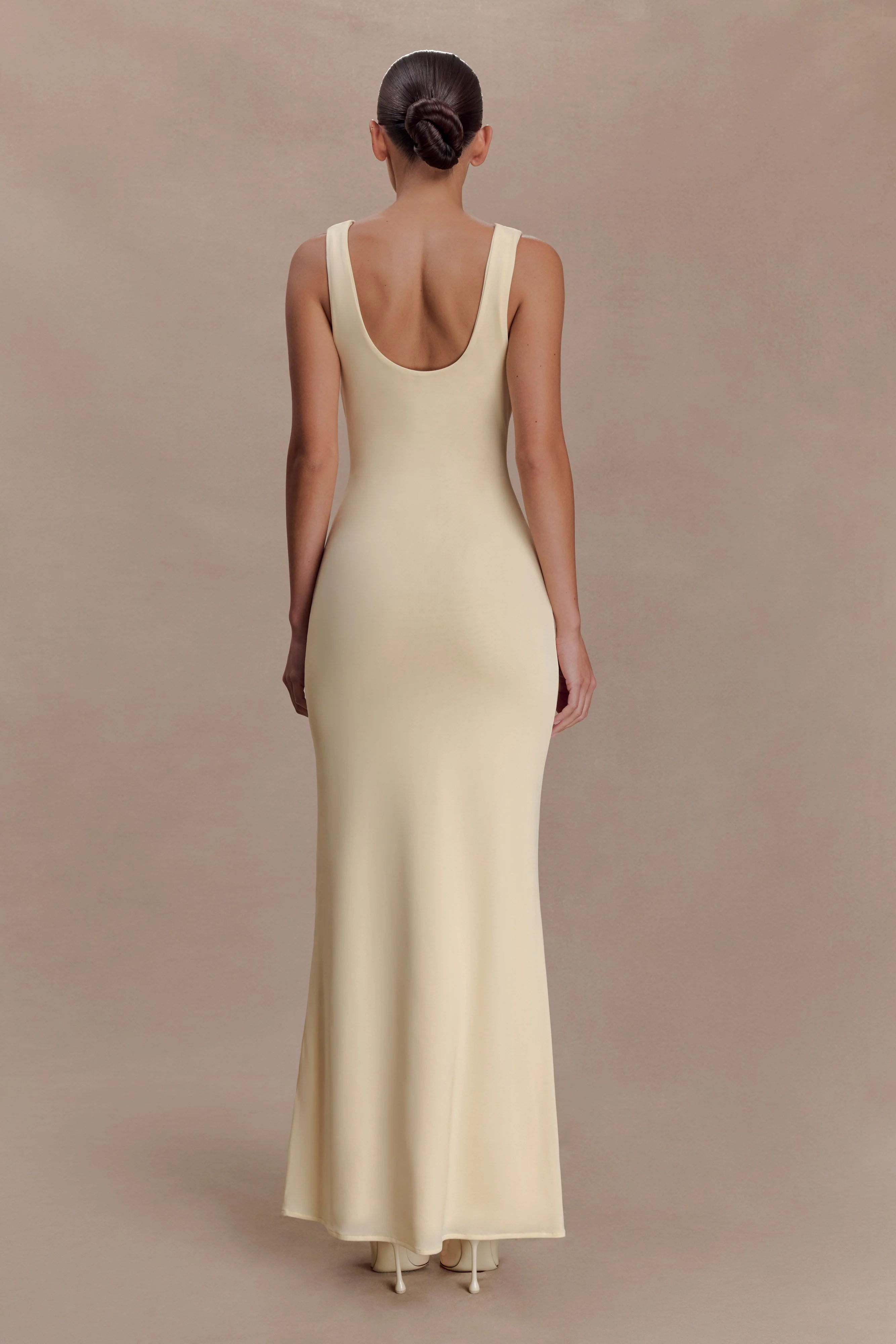 Marta Slinky Cowl Maxi Dress - Lemon - Image 2