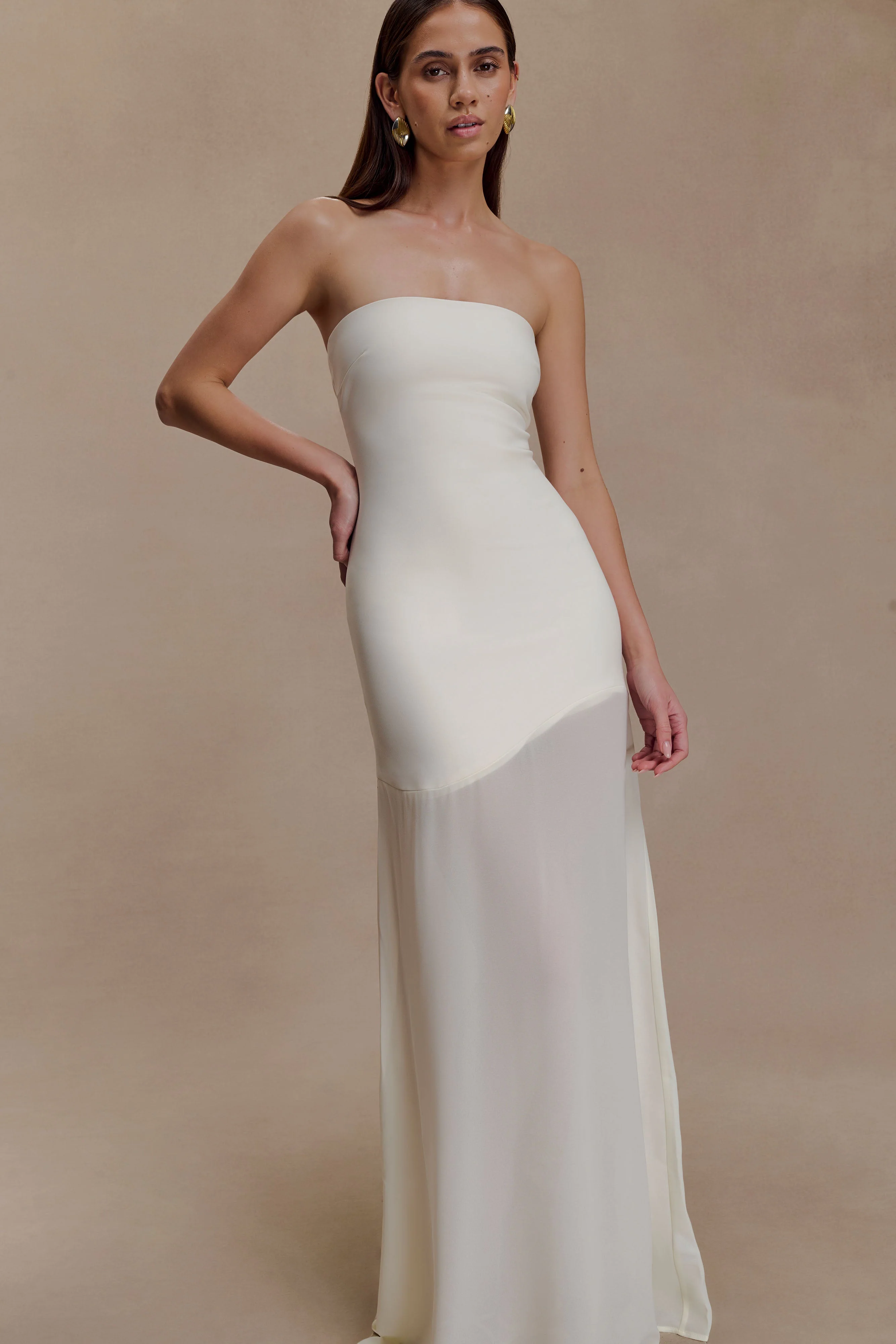 Mason Crepe And Chiffon Maxi Dress - Ivory - Image 5