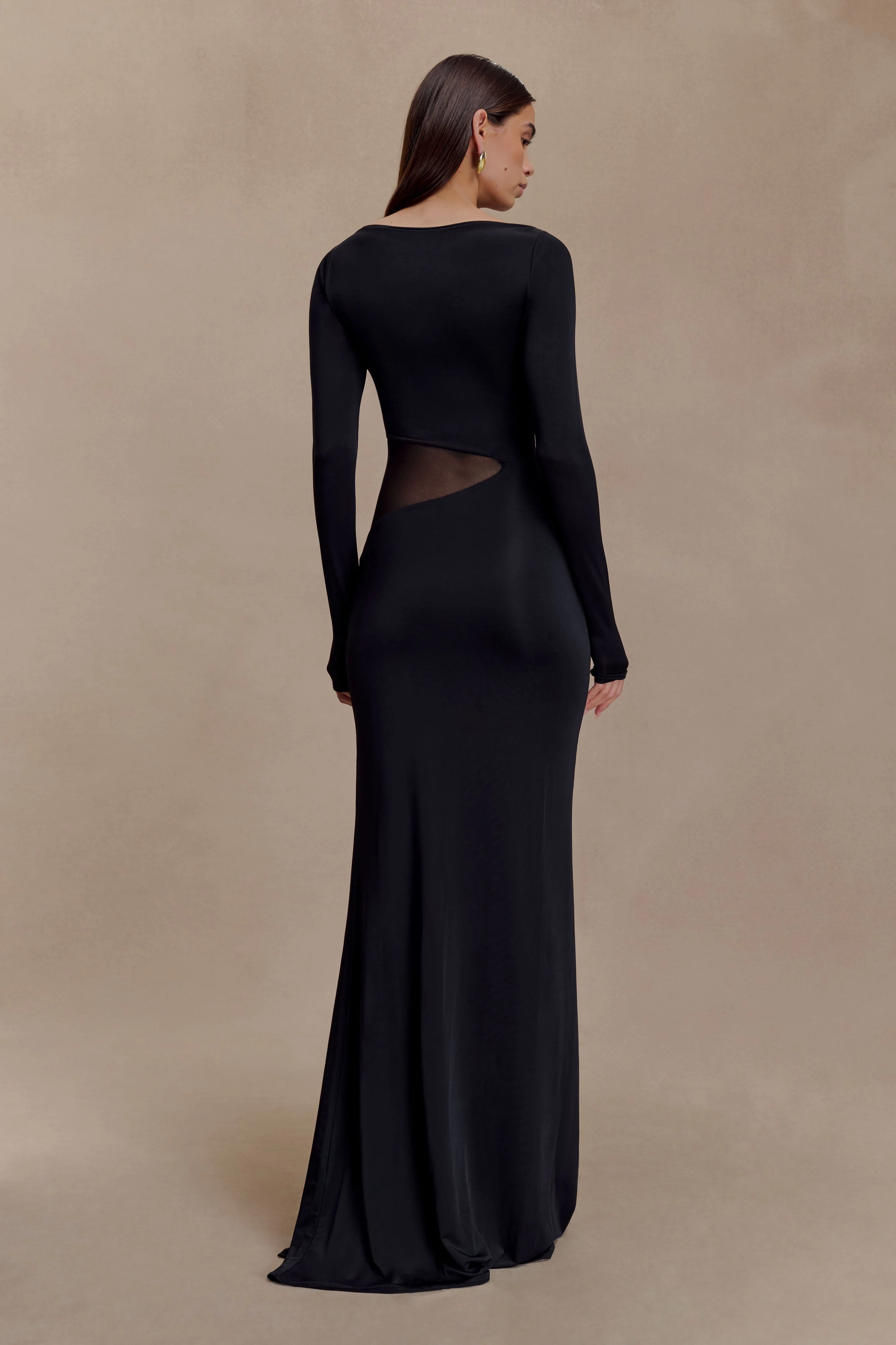 Megan Slinky And Mesh Maxi Dress - Black - Image 2