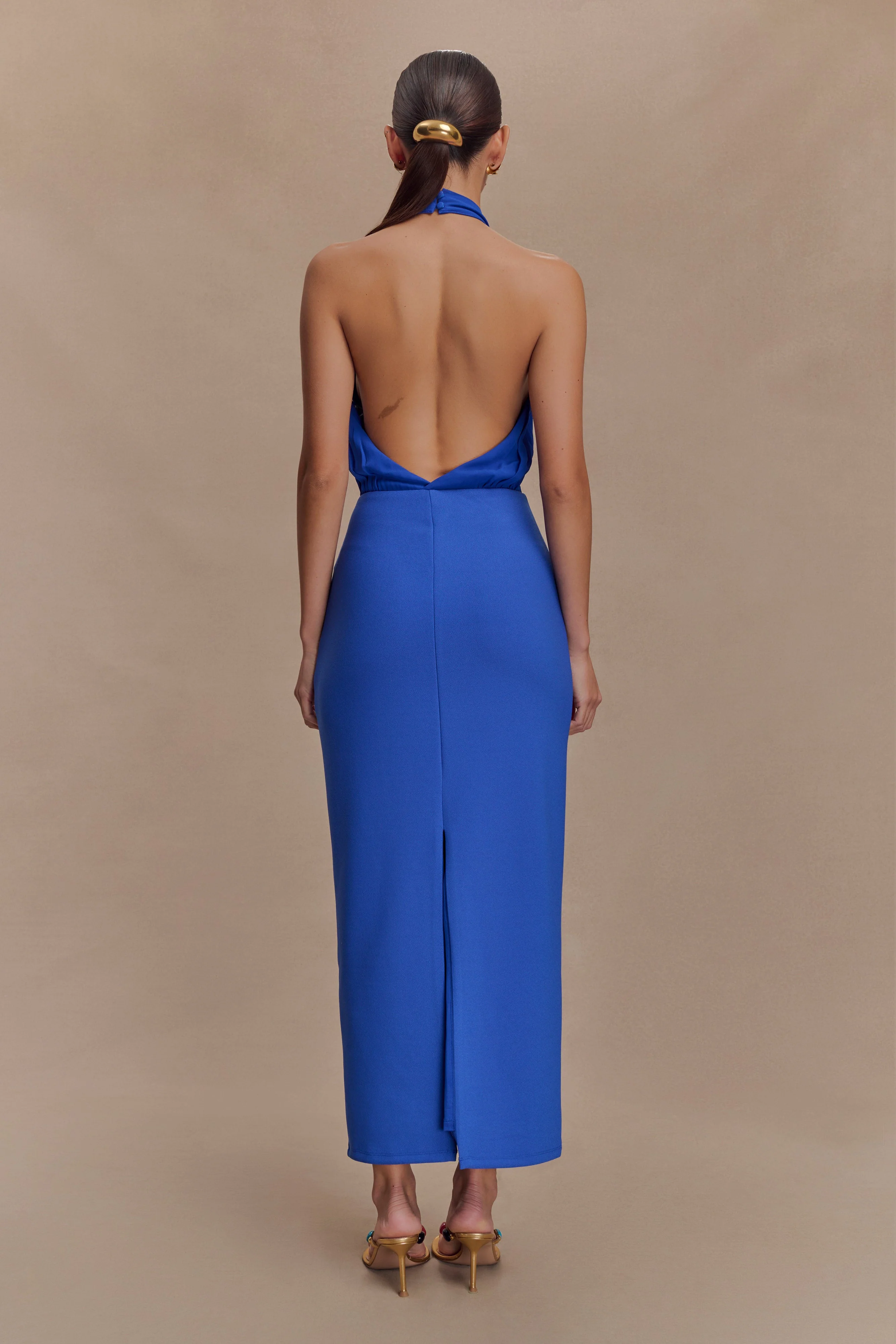 Mierah Halter Midi Dress - Cobalt Blue - Image 2