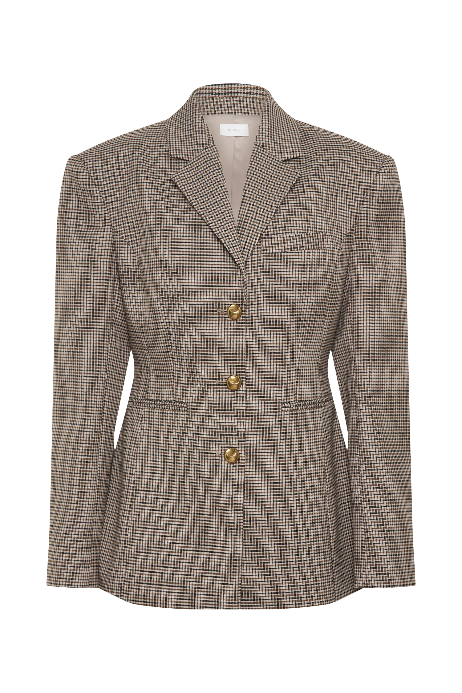 Mila Shaped Blazer - Tan Check - Image 7