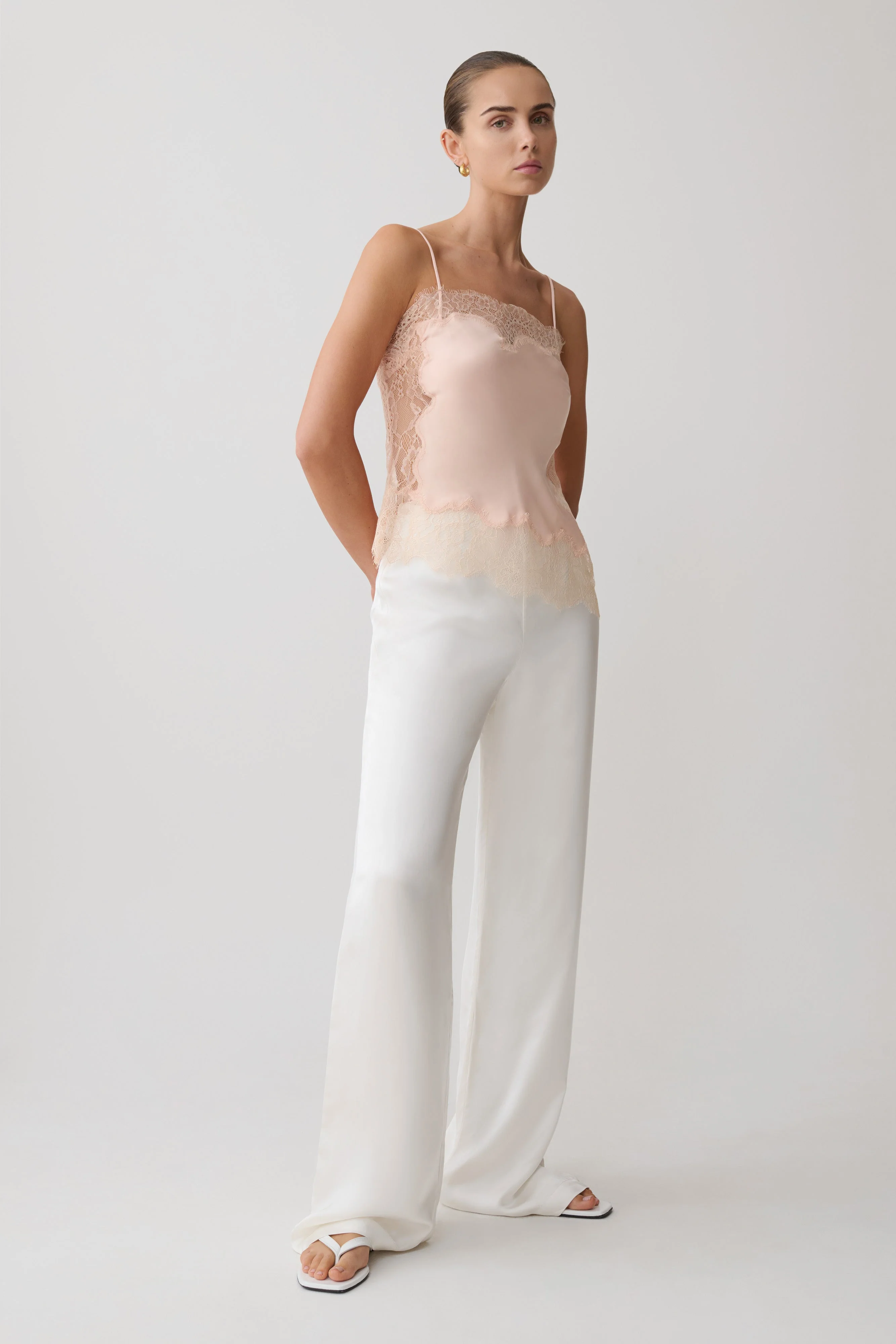 Miriam Satin & Lace Camisole - Peach - Image 10