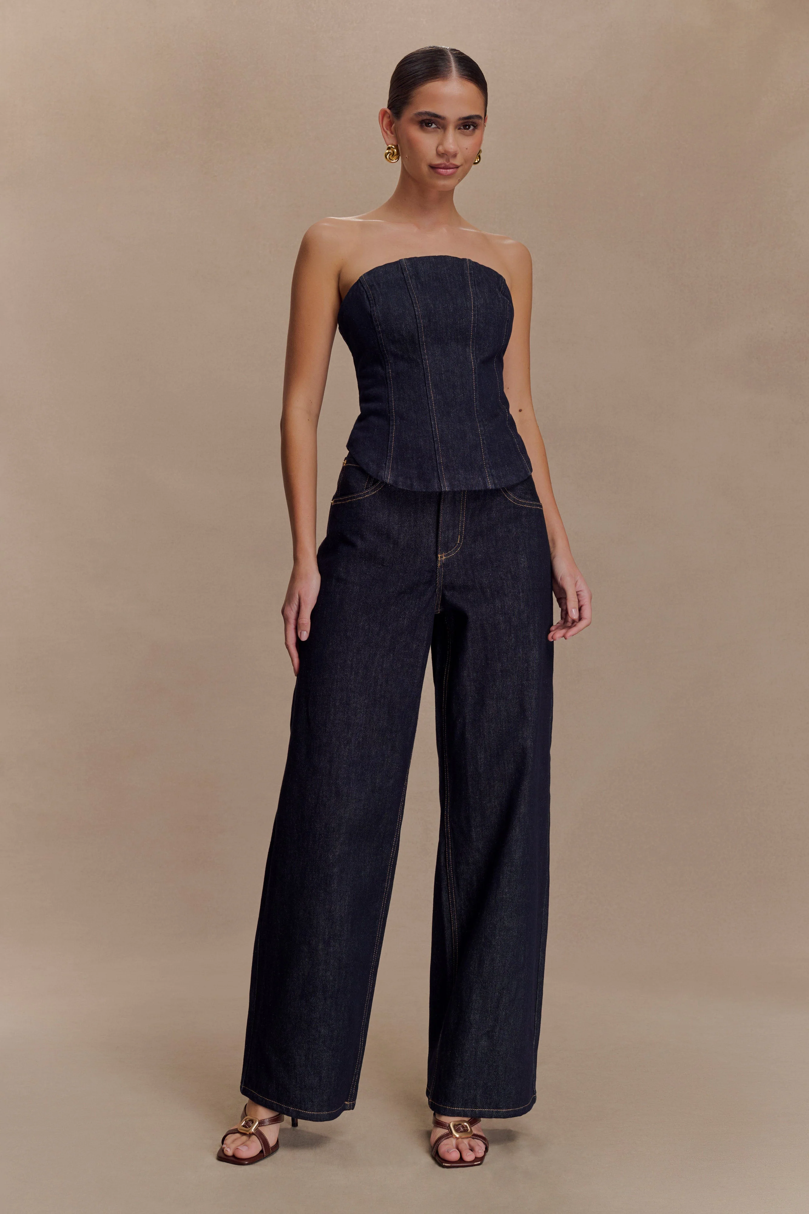 Monte Strapless Denim Corset - Washed Indigo Blue - Image 4