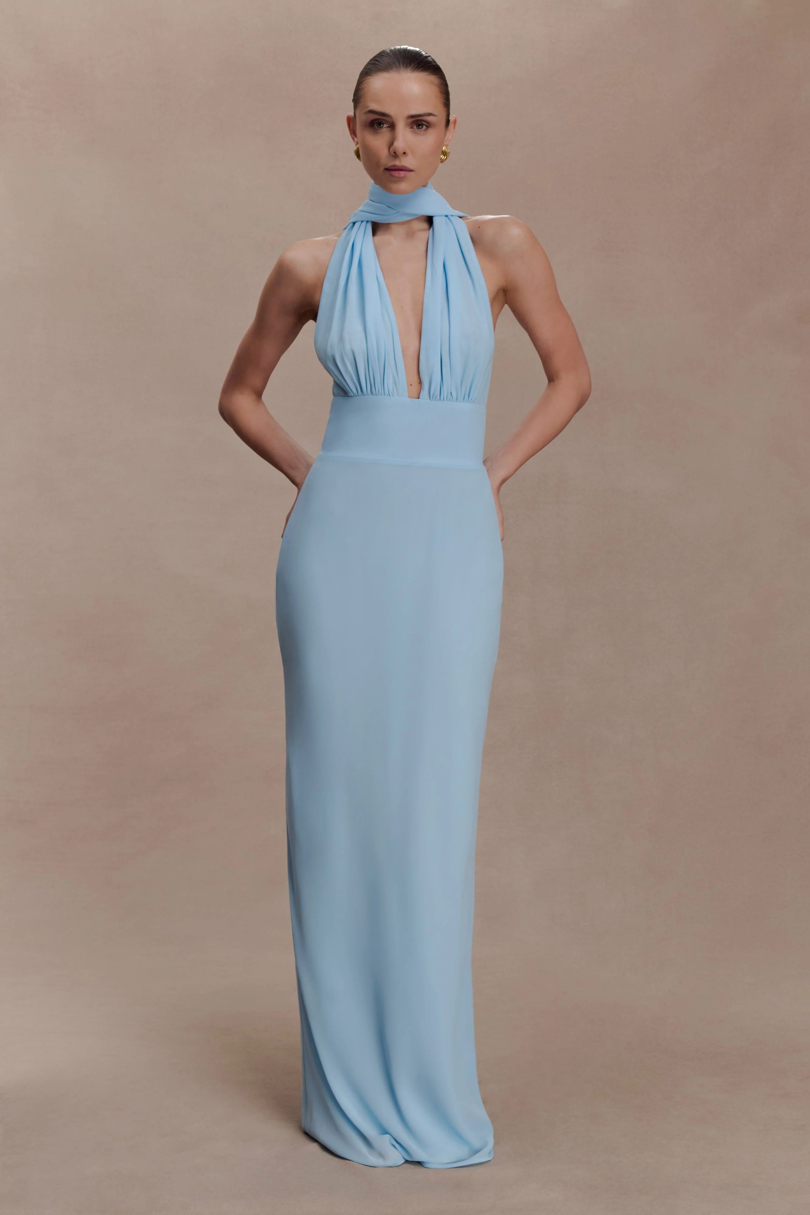 Nadine Halter Chiffon Maxi Dress - Blue - Image 4
