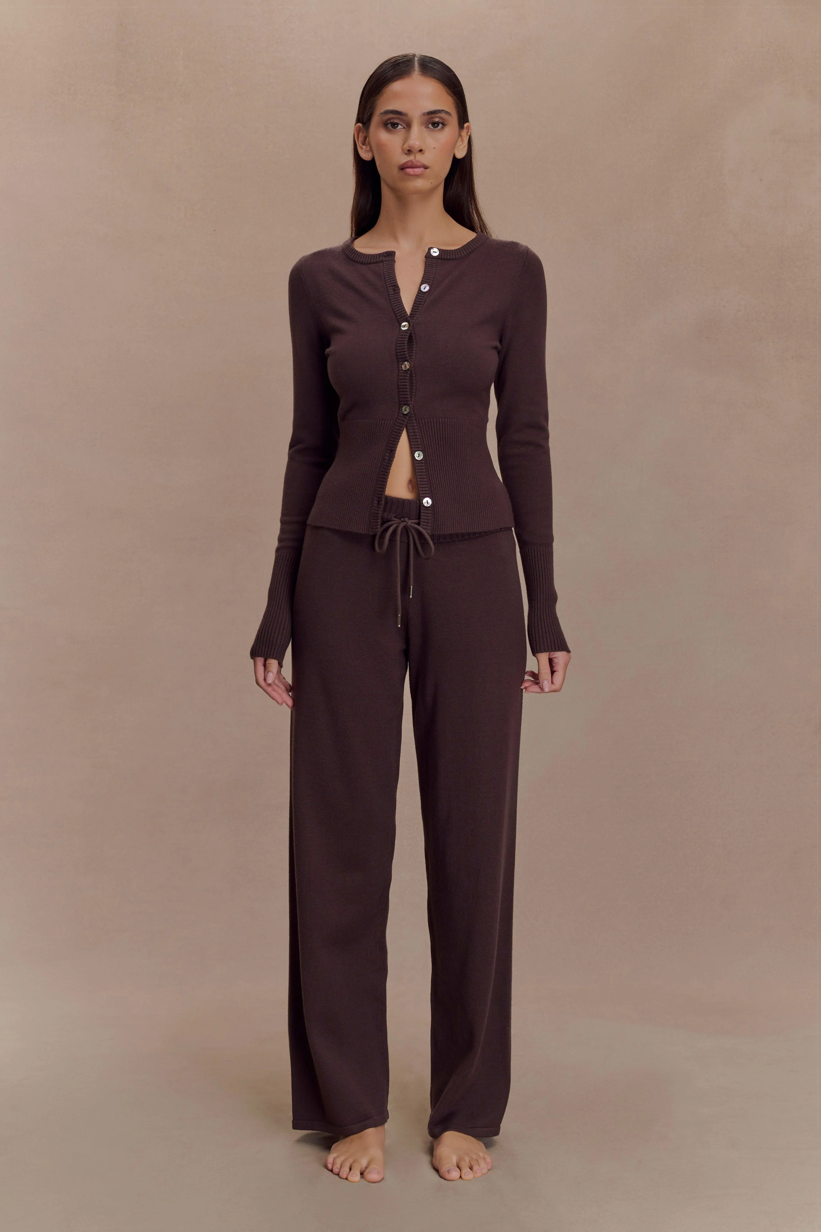 Natalya Knit Wide Leg Pants - Dark Chocolate - Image 3