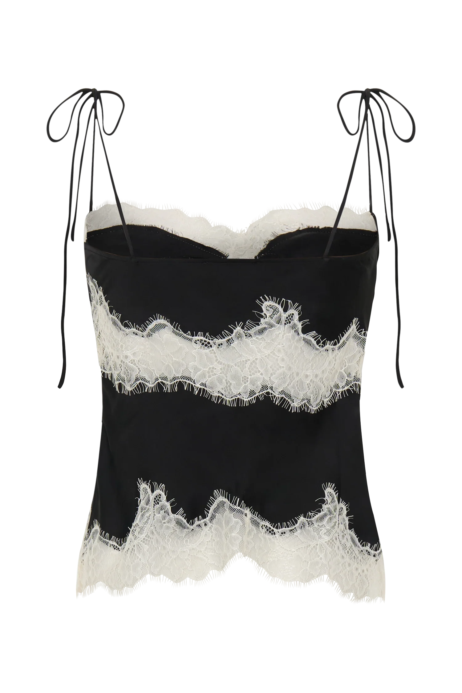 Nina Satin And Lace Camisole - Black/Ivory - Image 9