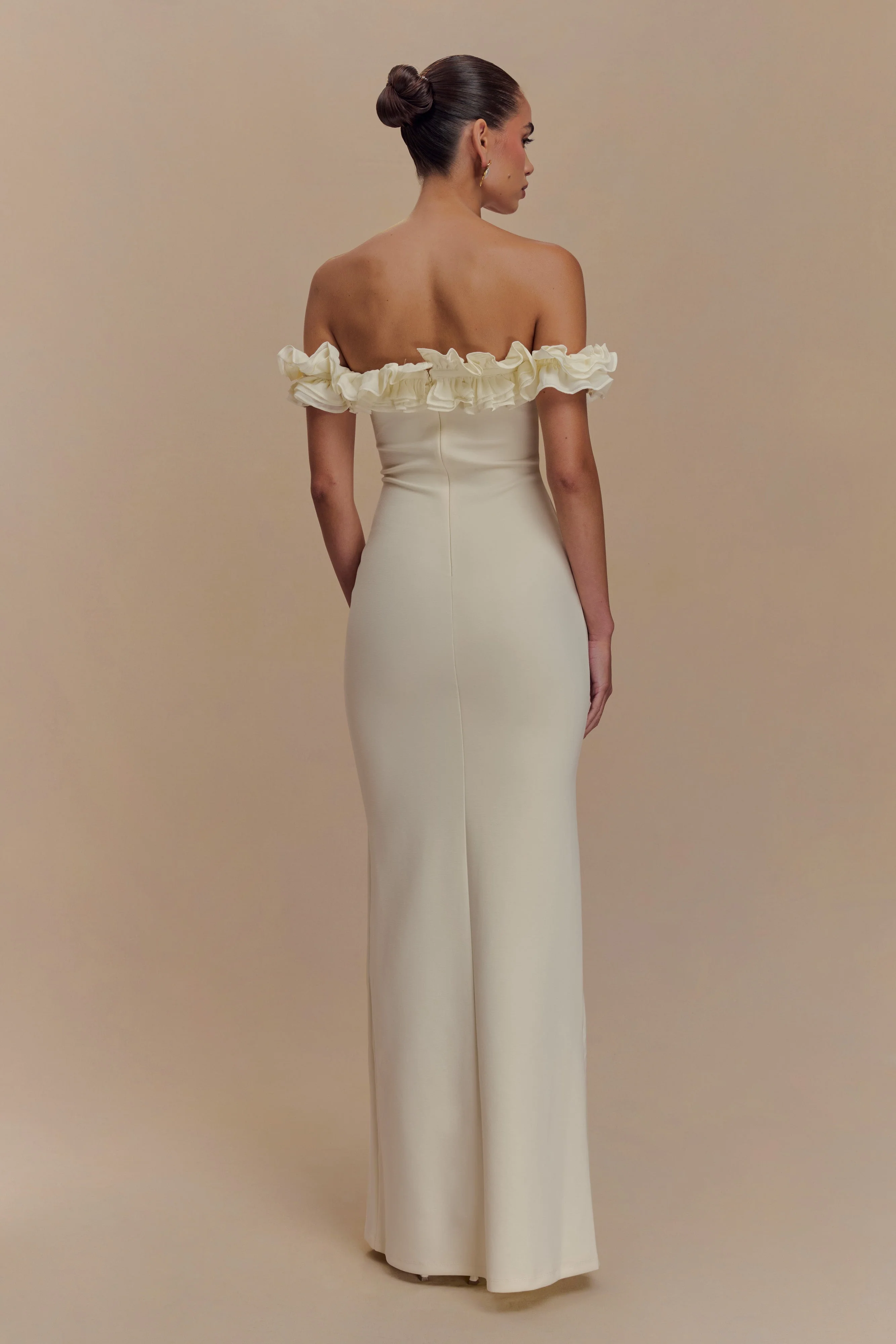 Nova Ruffle Off Shoulder Maxi Dress - Ivory - Image 2