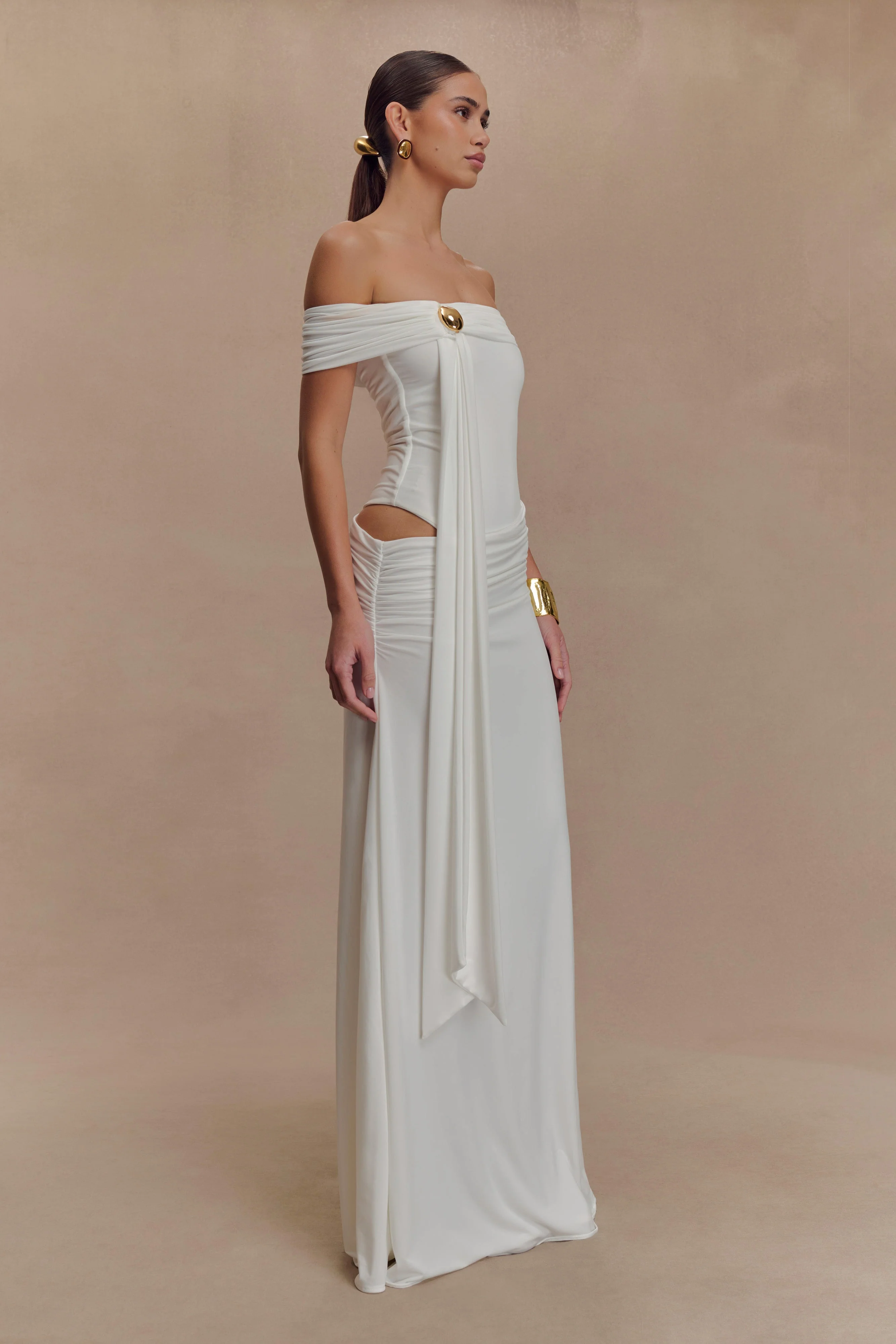 Oliver Slinky Maxi Dress - White - Image 3