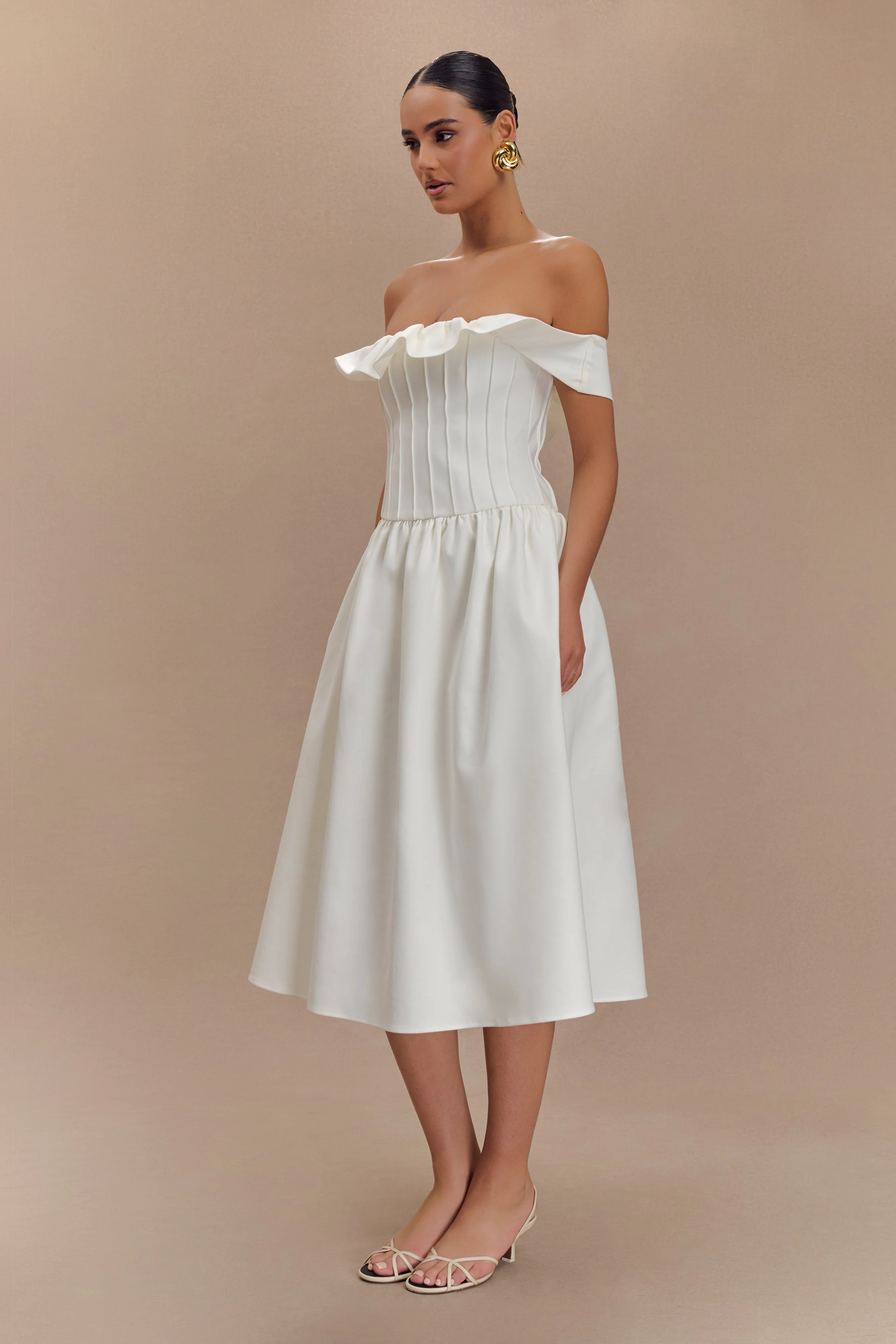 Orla Strapless Cotton Midi Dress - White - Image 3