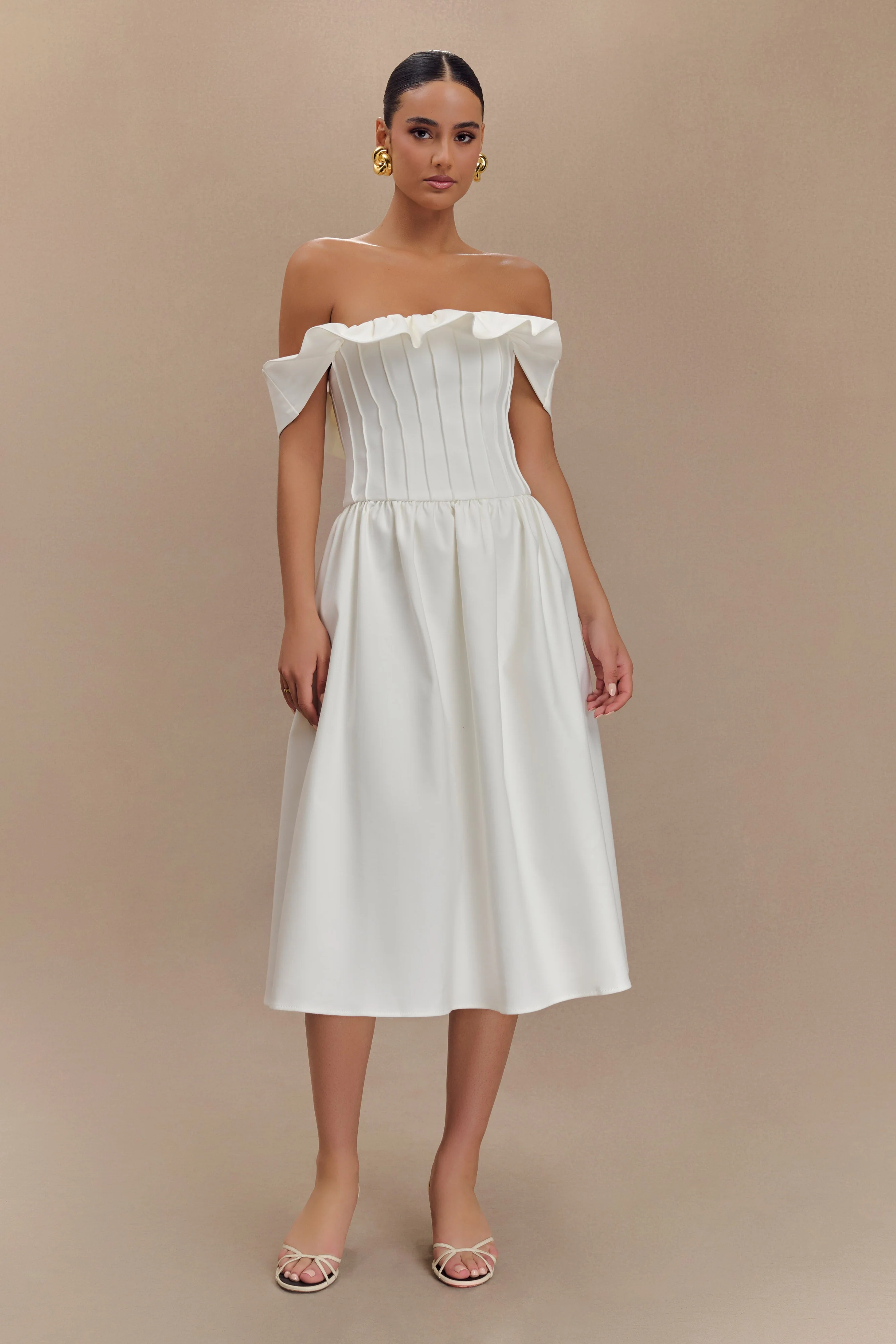 Orla Strapless Cotton Midi Dress - White - Image 5