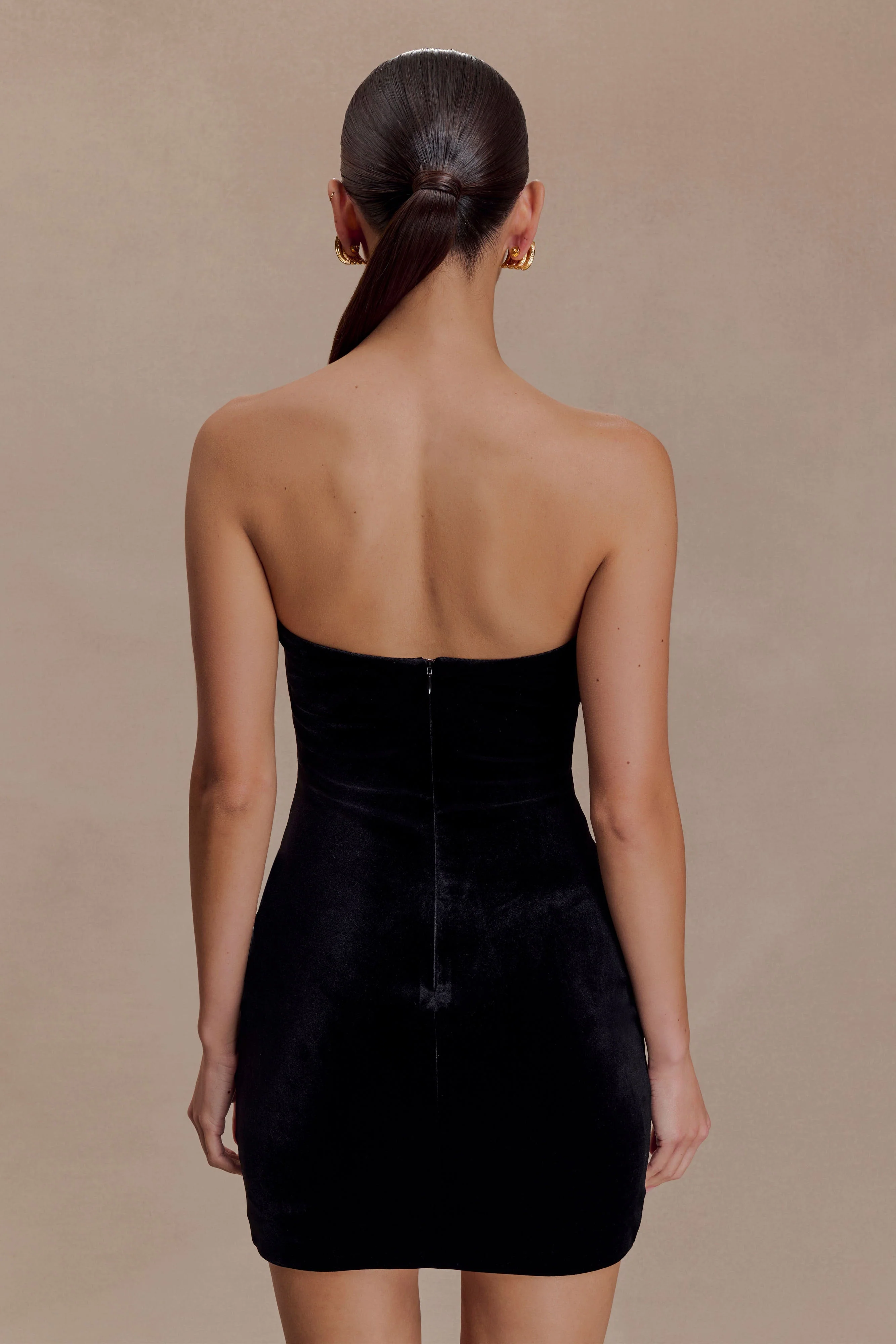 Paulina Velvet Strapless Mini Dress - Black - Image 4