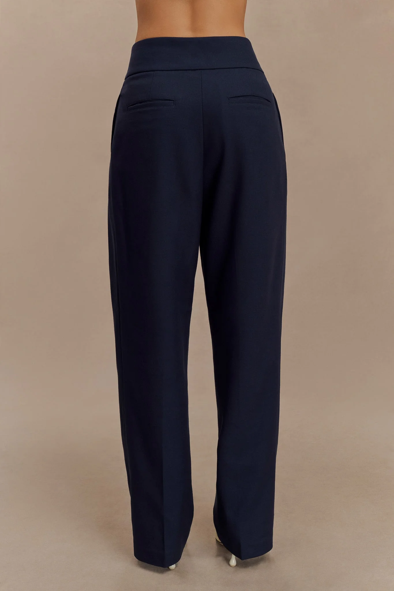 Penelope Pleated High Waisted Pants - Dark Navy - Image 2