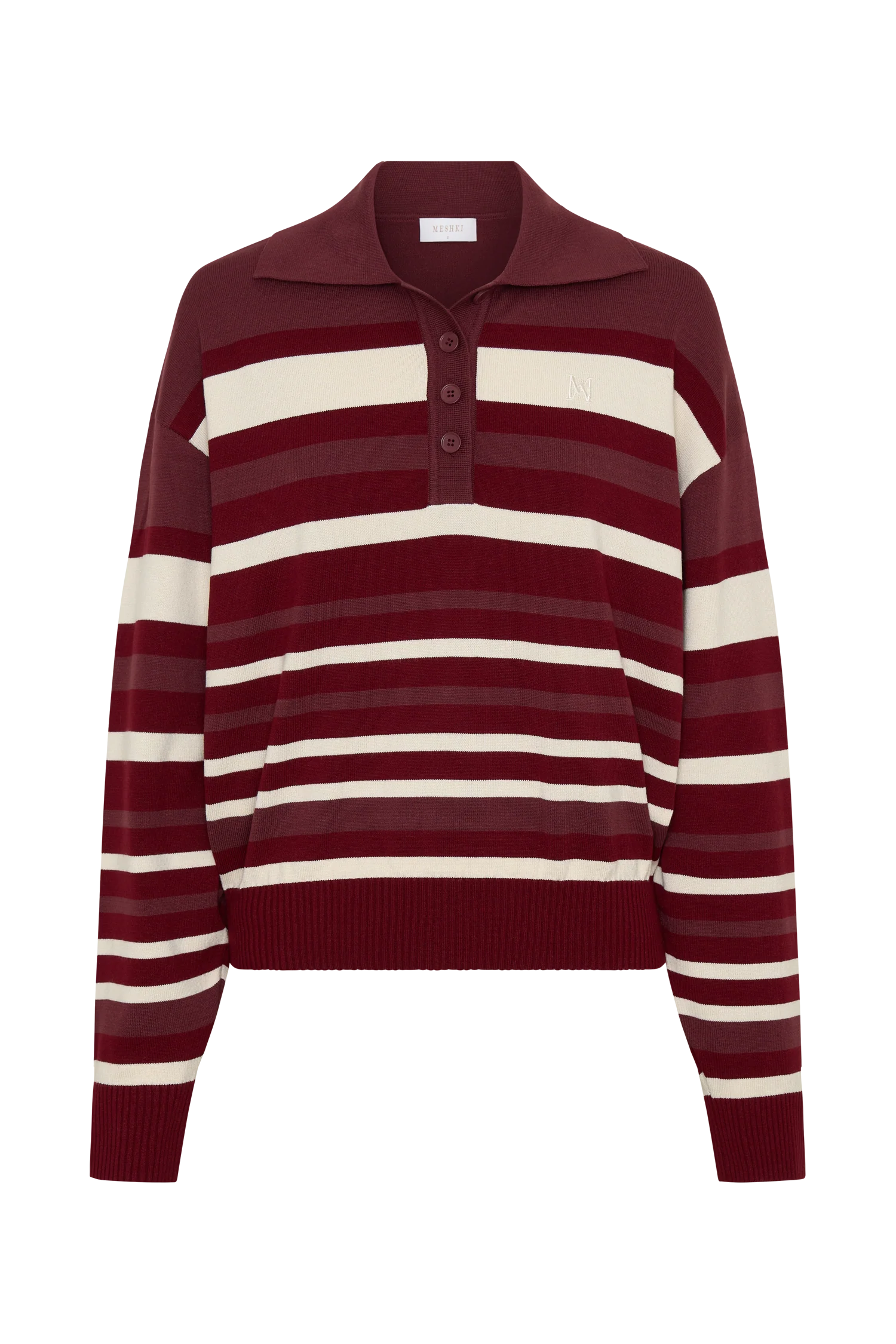 Philly Stripe Long Sleeve Knit Jumper - Burgundy/Cream - Image 12