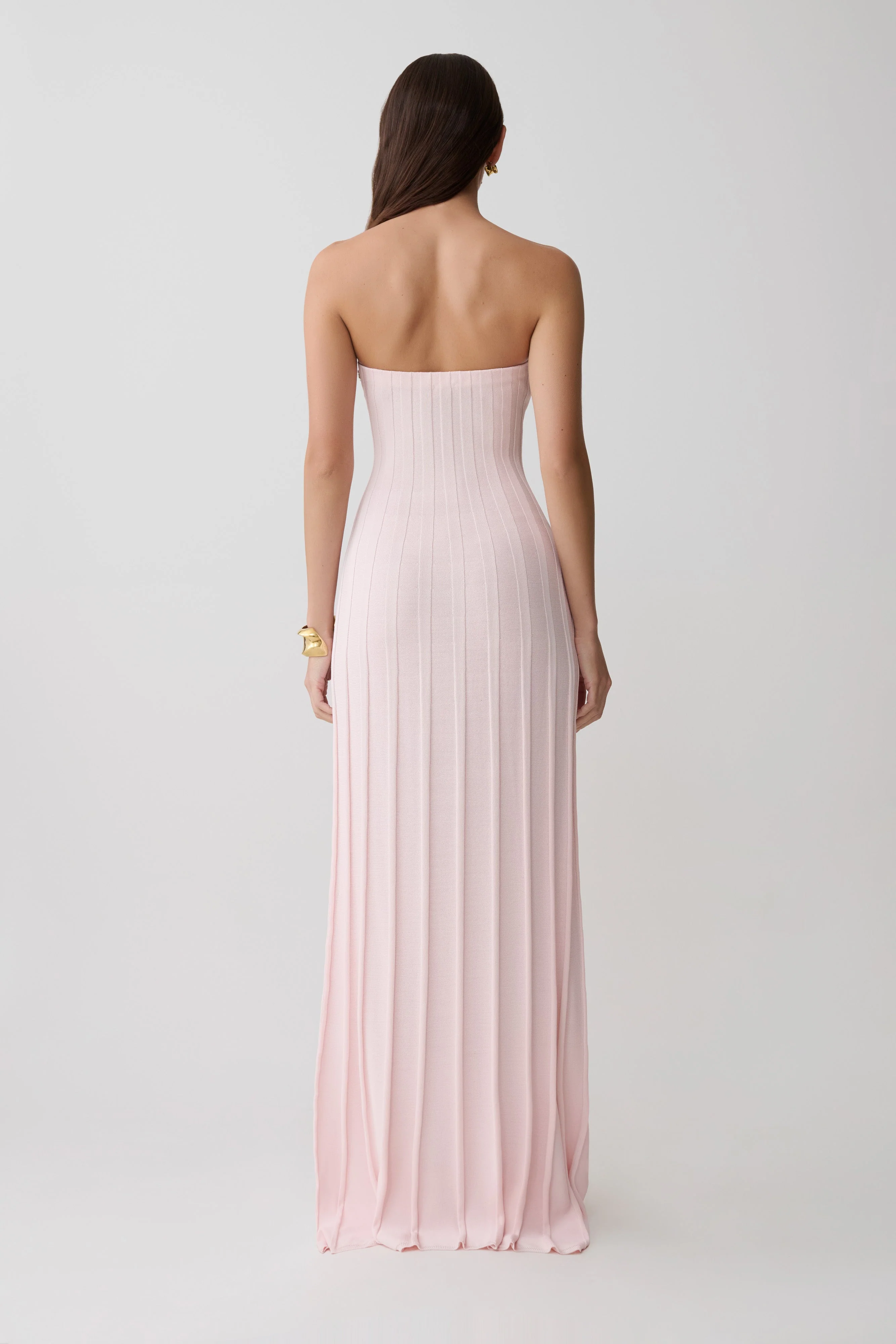 Pia Ribbed Strapless Maxi Dress - Baby Pink - Image 2
