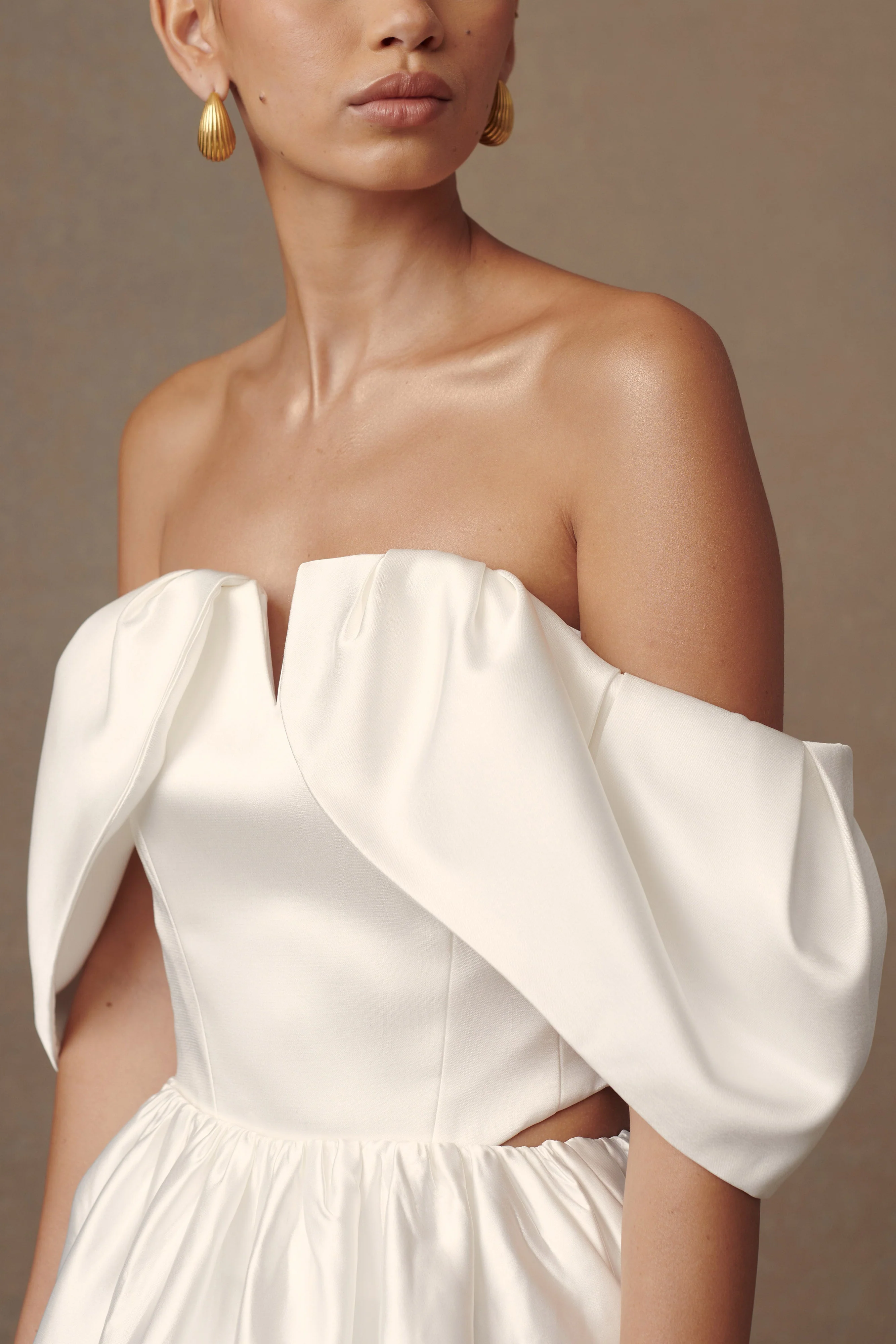 Portia Off Shoulder Satin Corset Top - White - Image 3