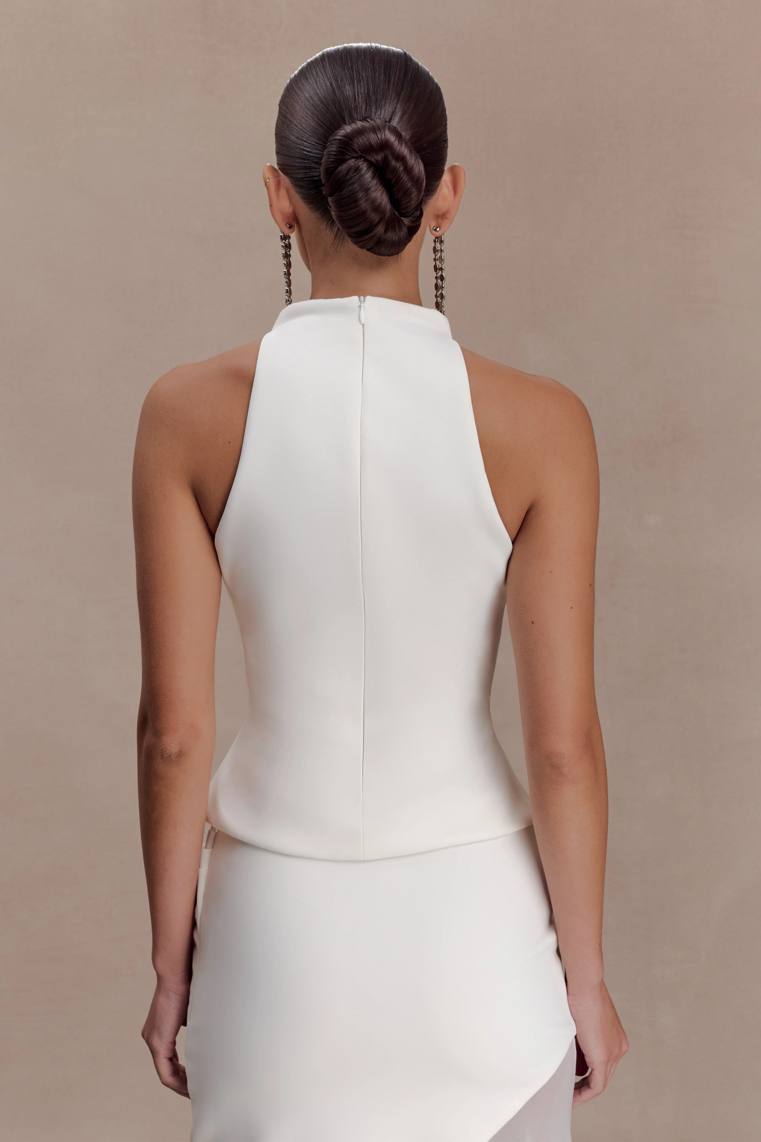 Portia Scuba Sleeveless Top - White - Image 2