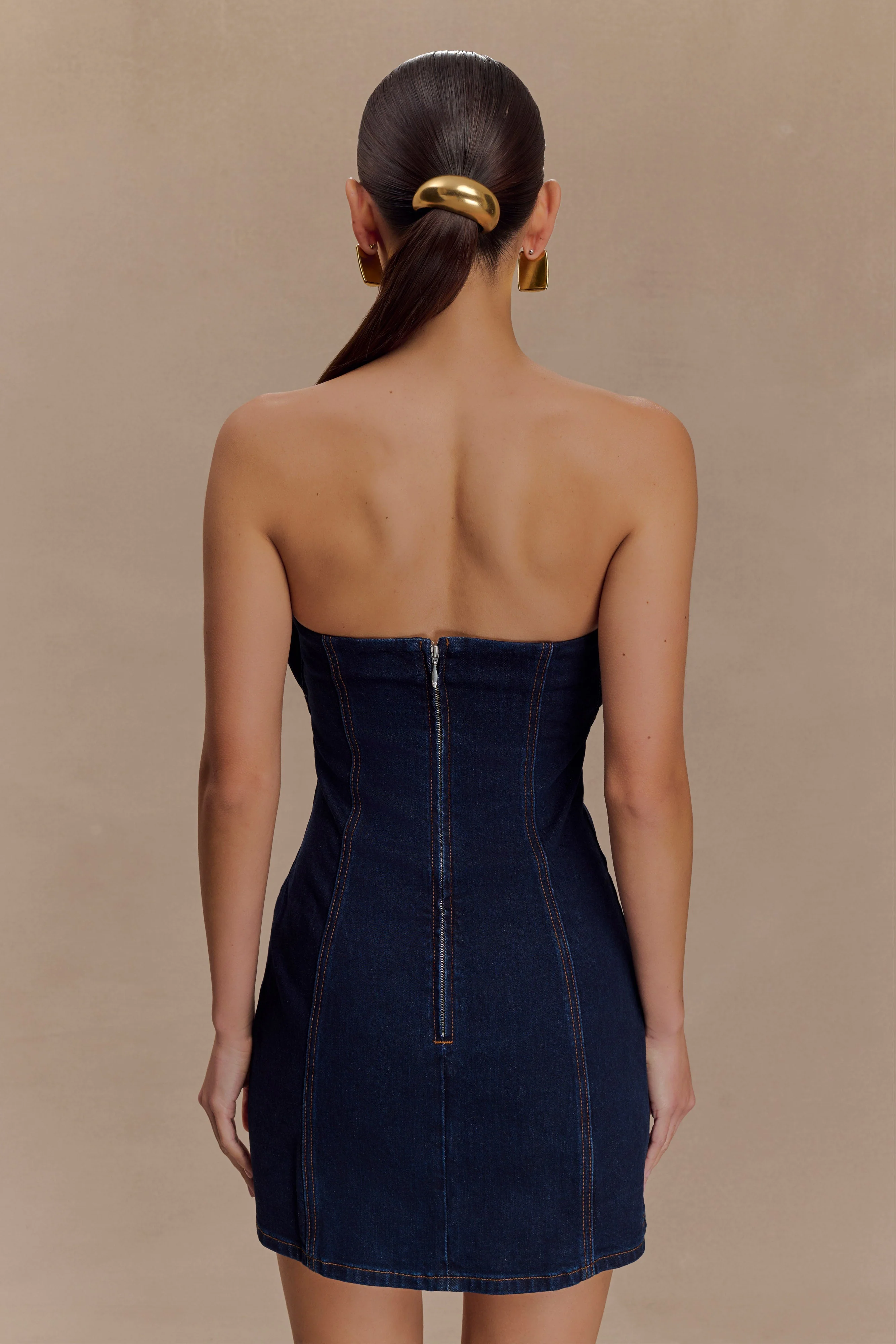 Raesha Frill Denim Mini Dress - Indigo Blue - Image 5