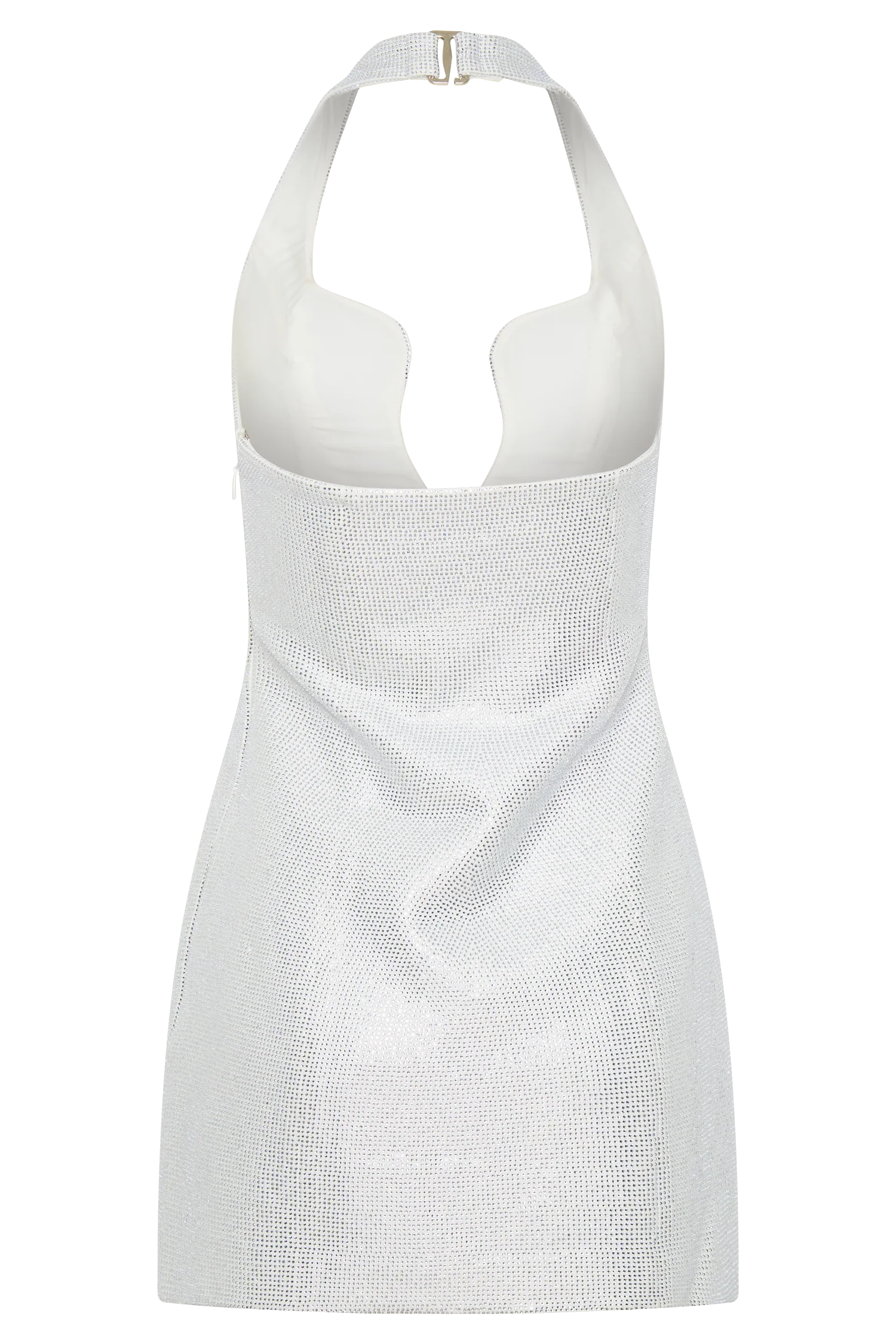 Raina Diamante Halter Mini Dress - White - Image 5