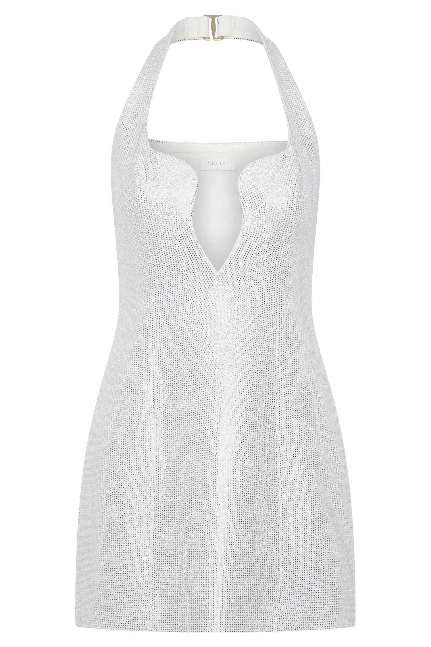 Raina Diamante Halter Mini Dress - White - Image 6