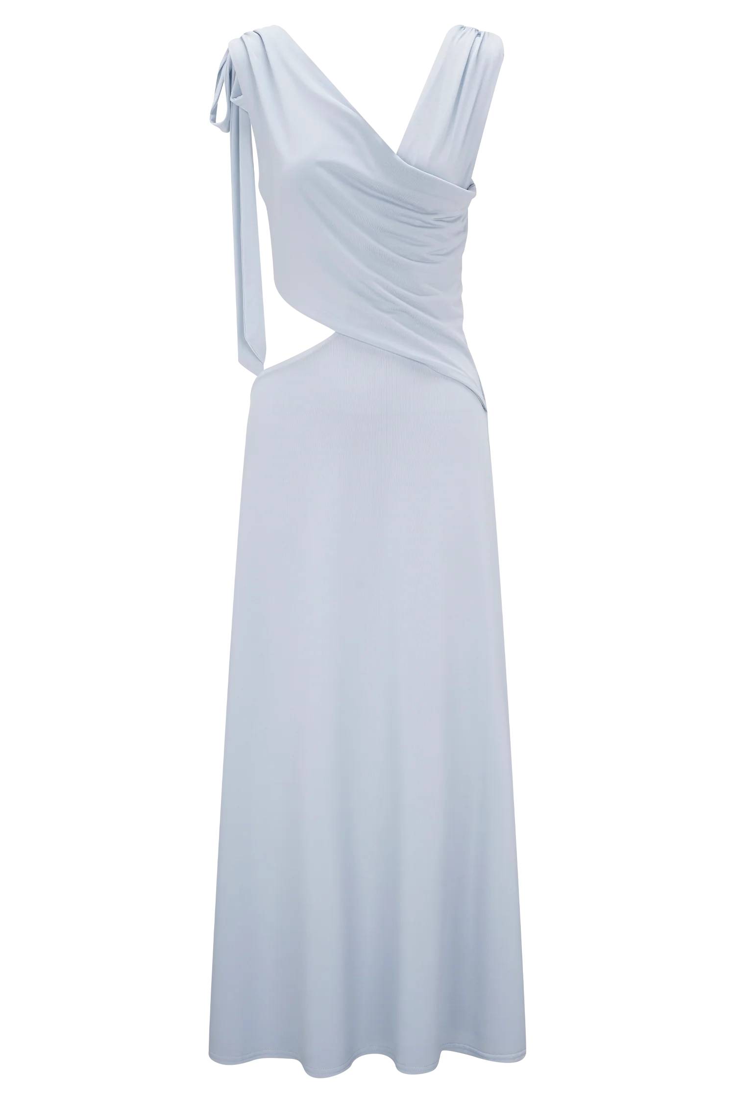 Raleigh Asymmetrical Slinky Midi Dress - Pale Blue - Image 10