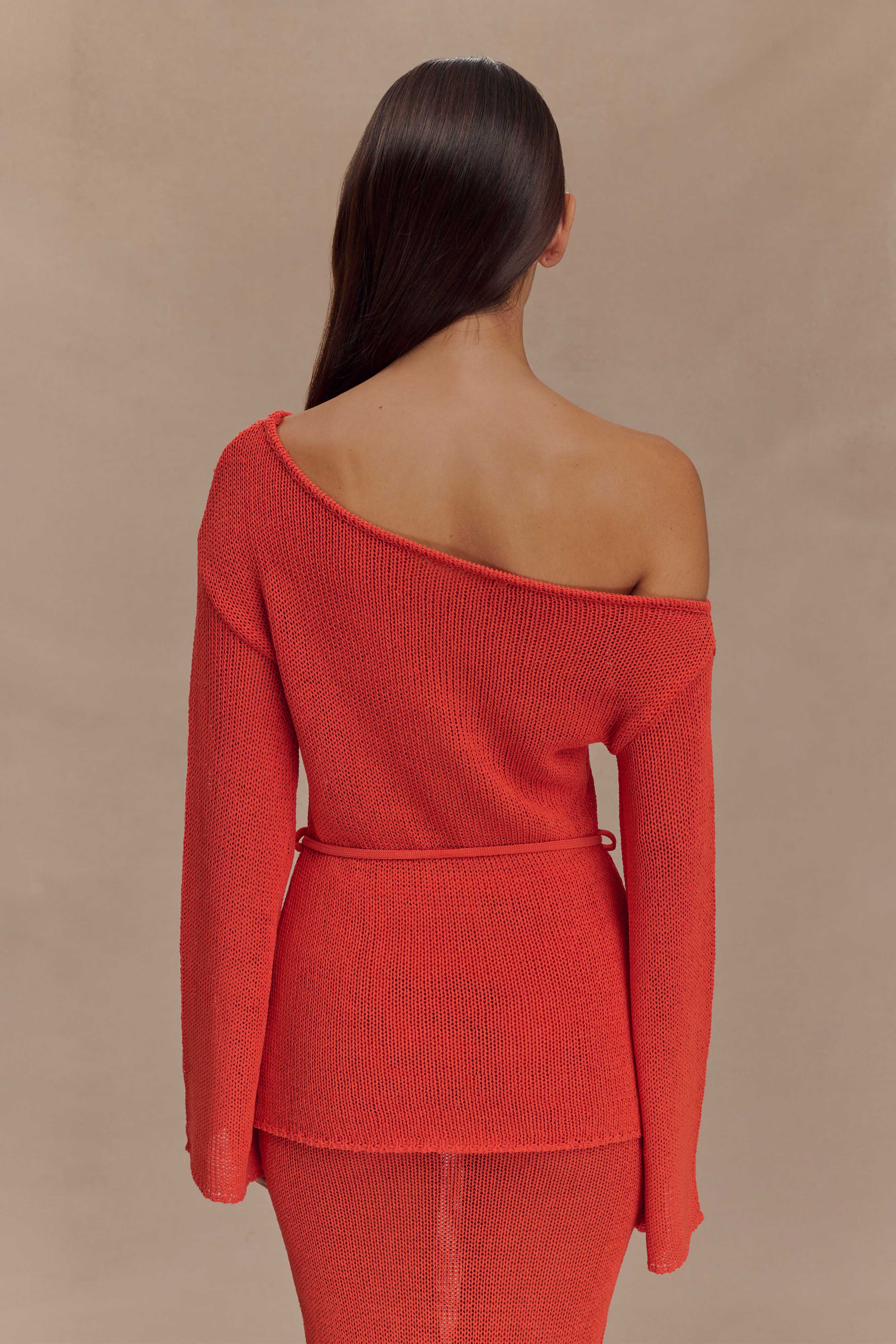 Reagan Off Shoulder Knit Top - Orange - Image 2