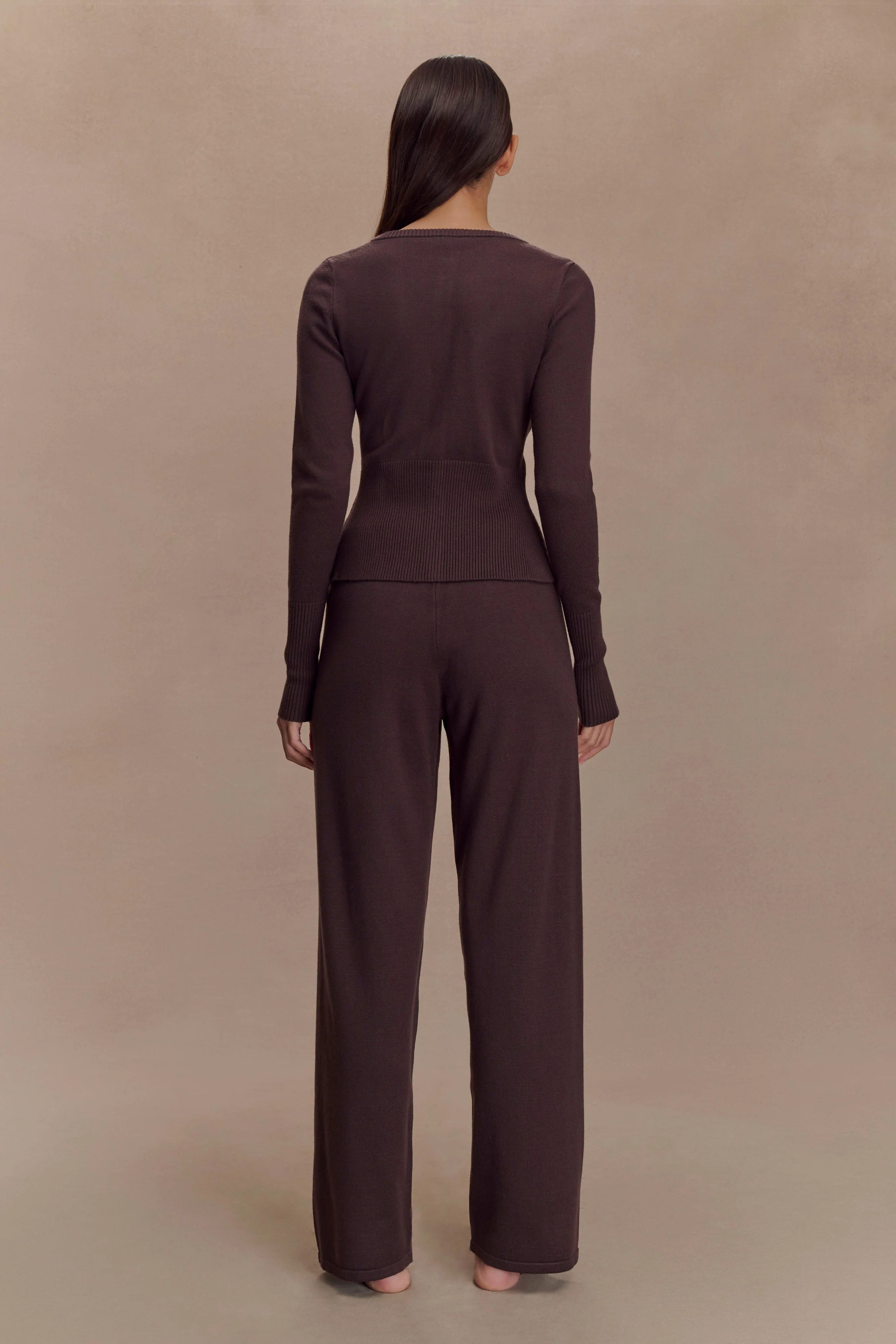 Reese Fitted Knit Cardigan - Dark Chocolate - Image 5