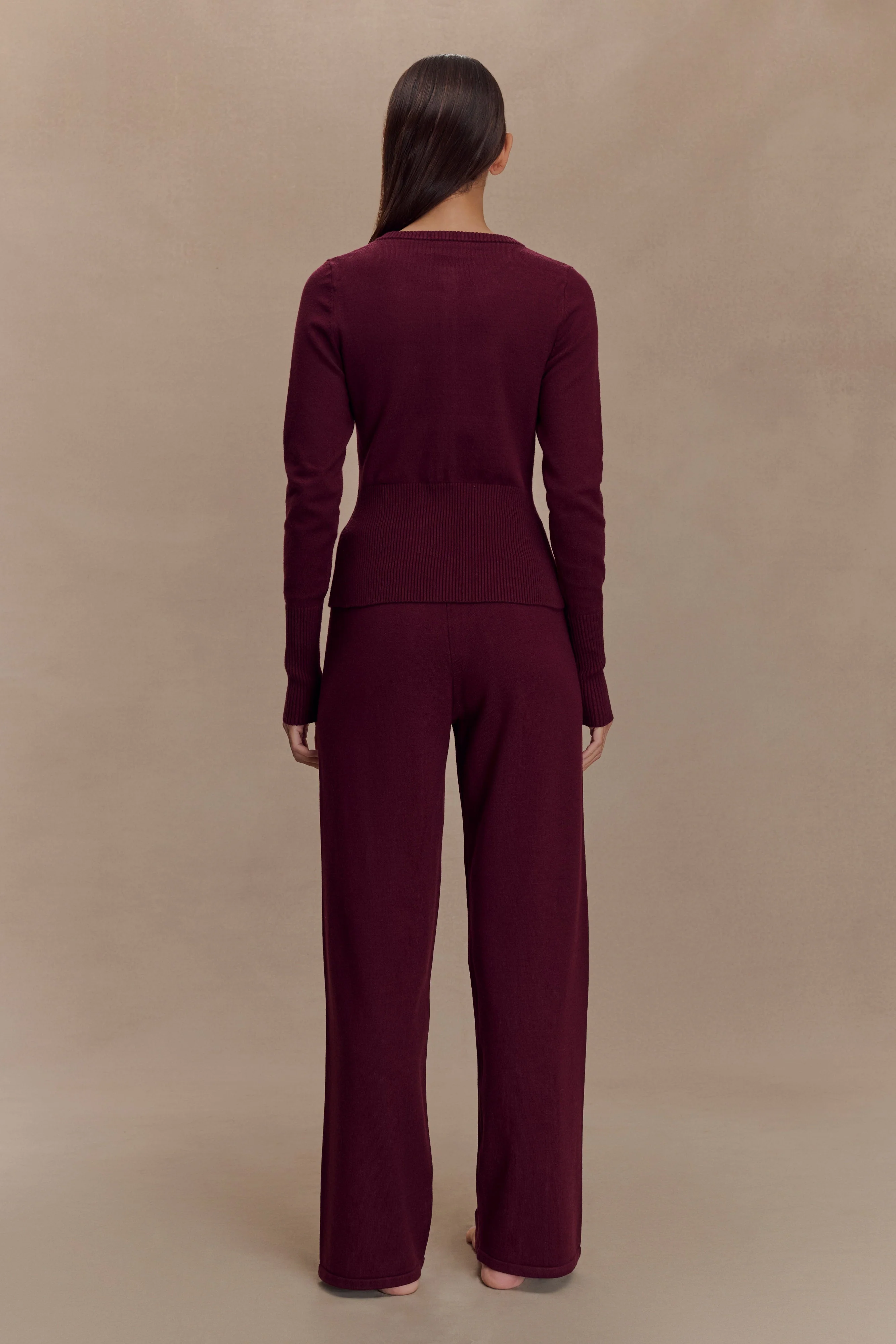 Reese Fitted Knit Cardigan - Merlot - Image 5