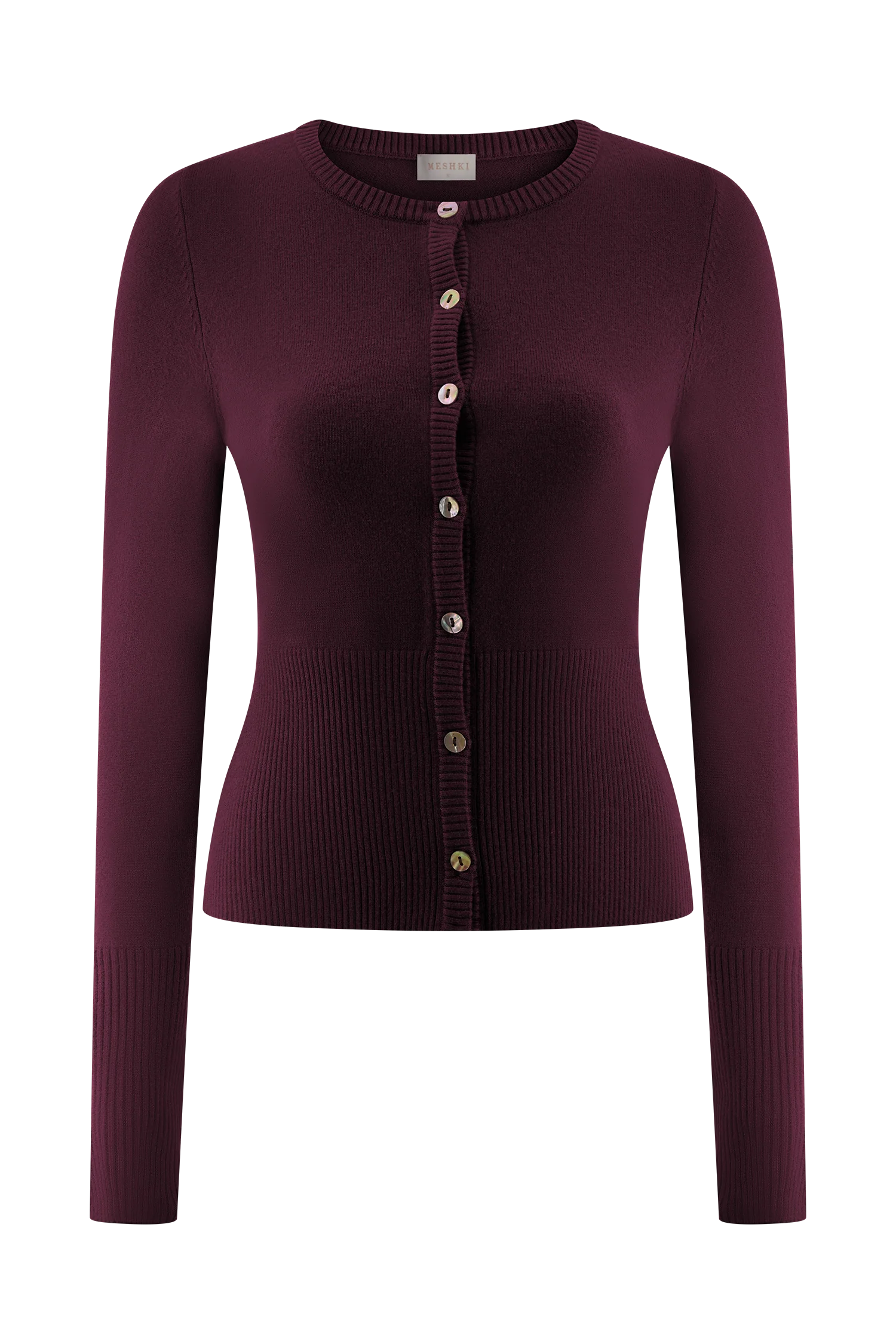 Reese Fitted Knit Cardigan - Merlot - Image 9