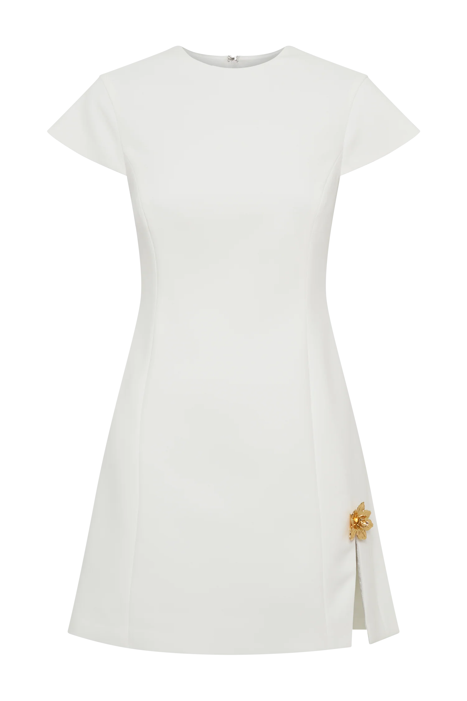 Remi Suiting Mini Dress With Floral Hardware - White - Image 9
