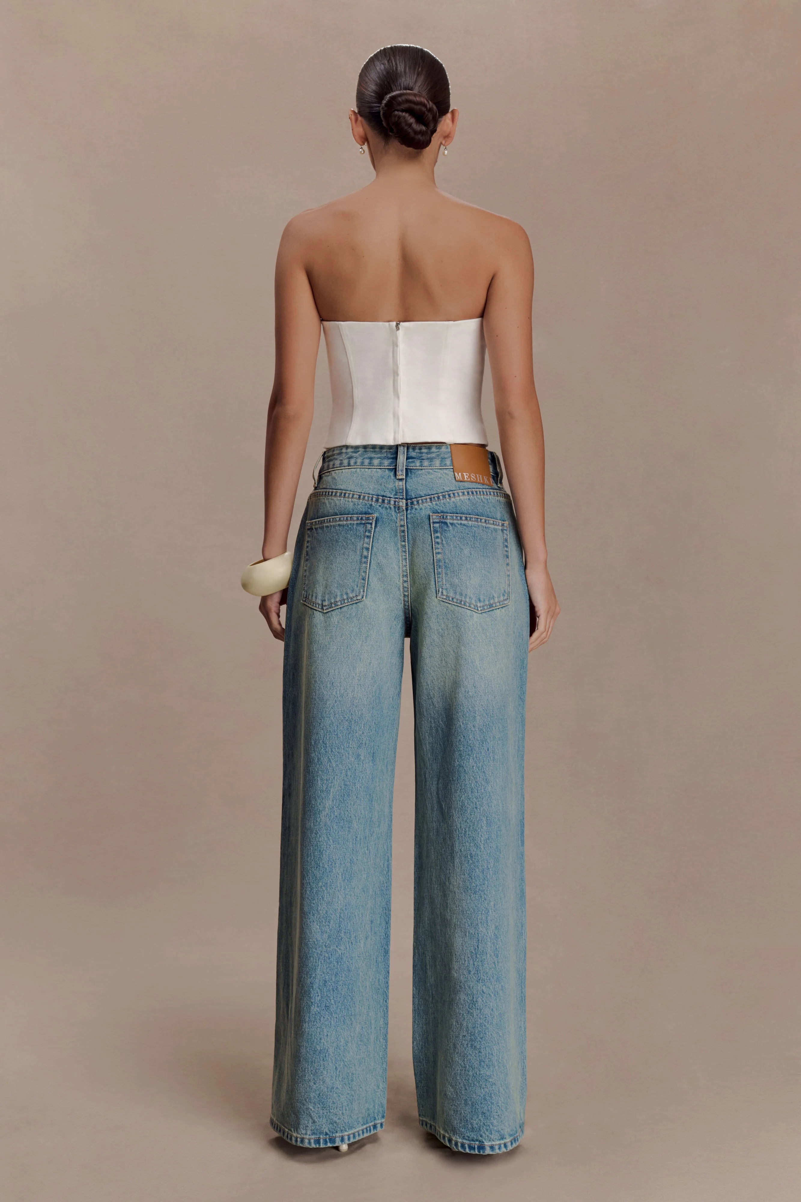 Romi Mid Rise Wide Leg Jeans - Faded Mid Blue - Image 2