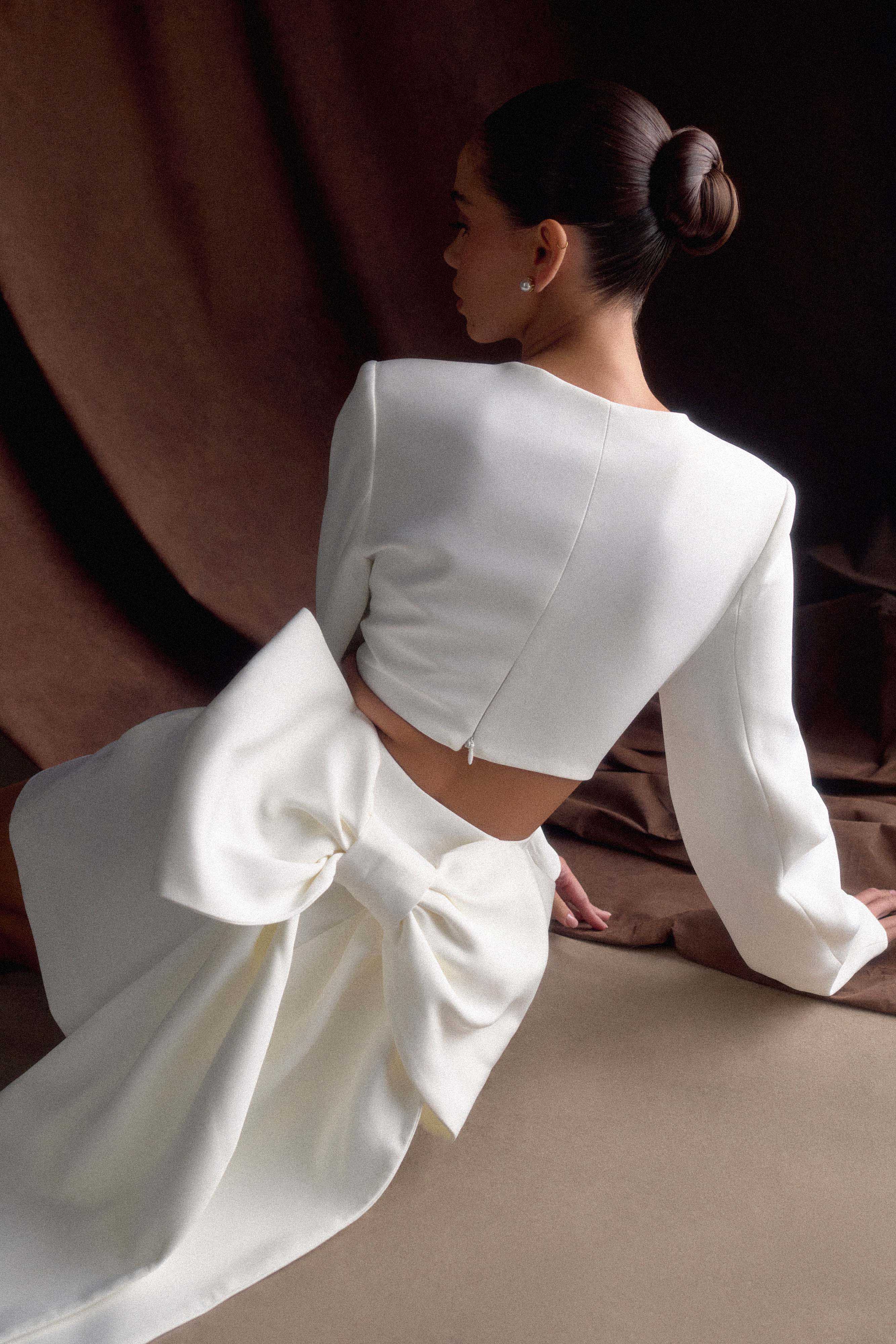Rosanna Suiting Bow Mini Dress - Ivory - Image 5