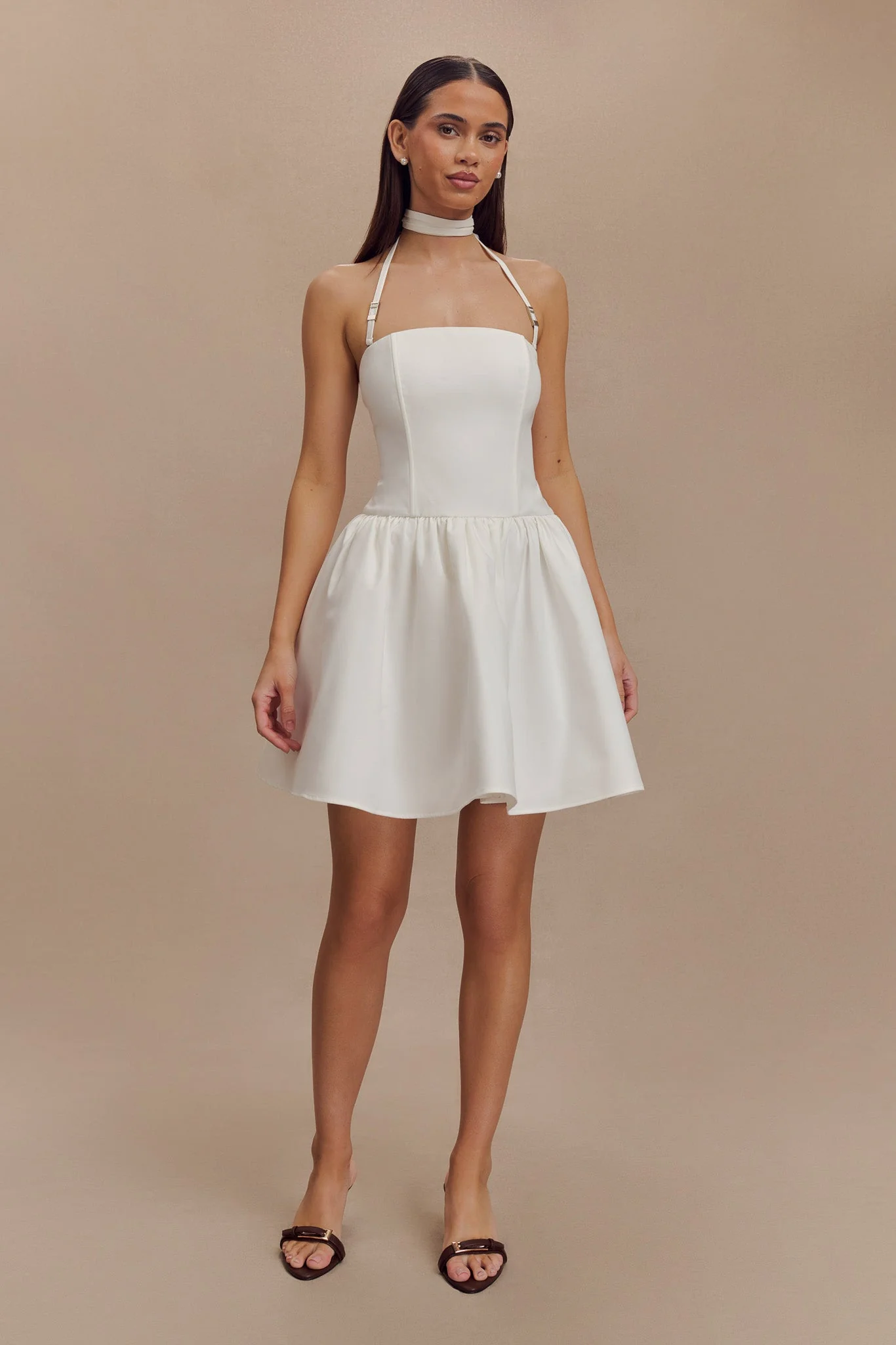 Ruby Halter Mini Dress - White - Image 5