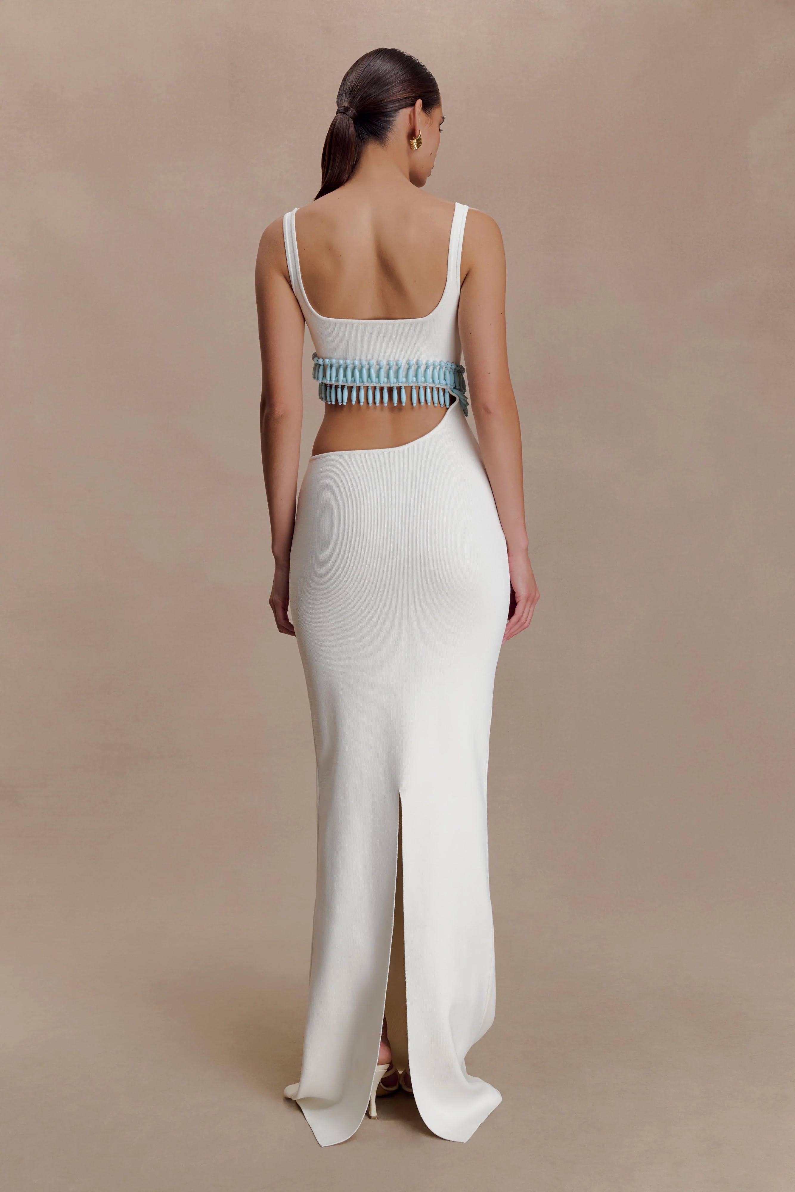 Ruvic Knit Maxi Beaded Dress - White - Image 2